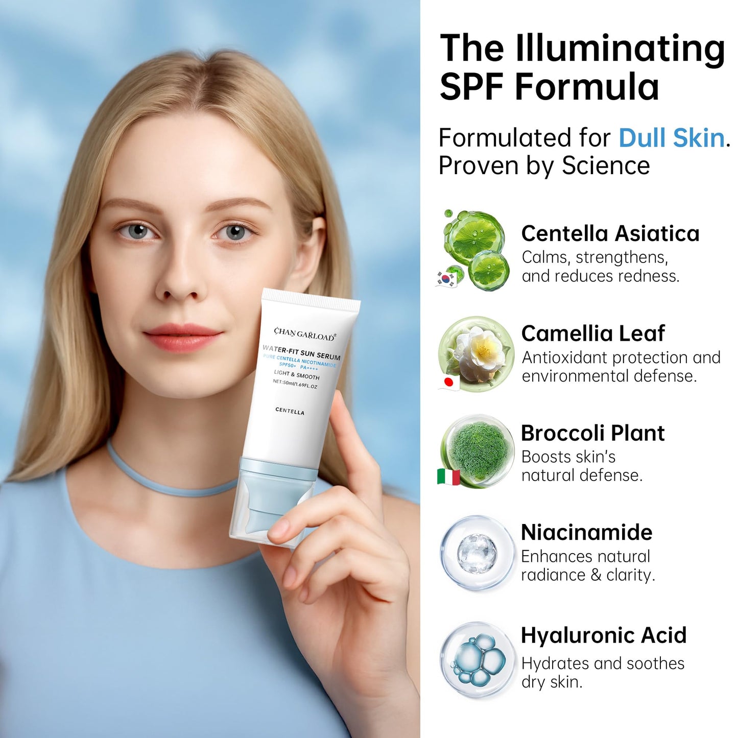 Korean Sunscreen for Face & Body – SPF 50+ Madagascar Centella Mineral Sunblock with Tinted Moisturizer, Hyaluronic Acid & Niacinamide, Lightweight & Hydrating Korean Skin Care, 50ml - Medaid International