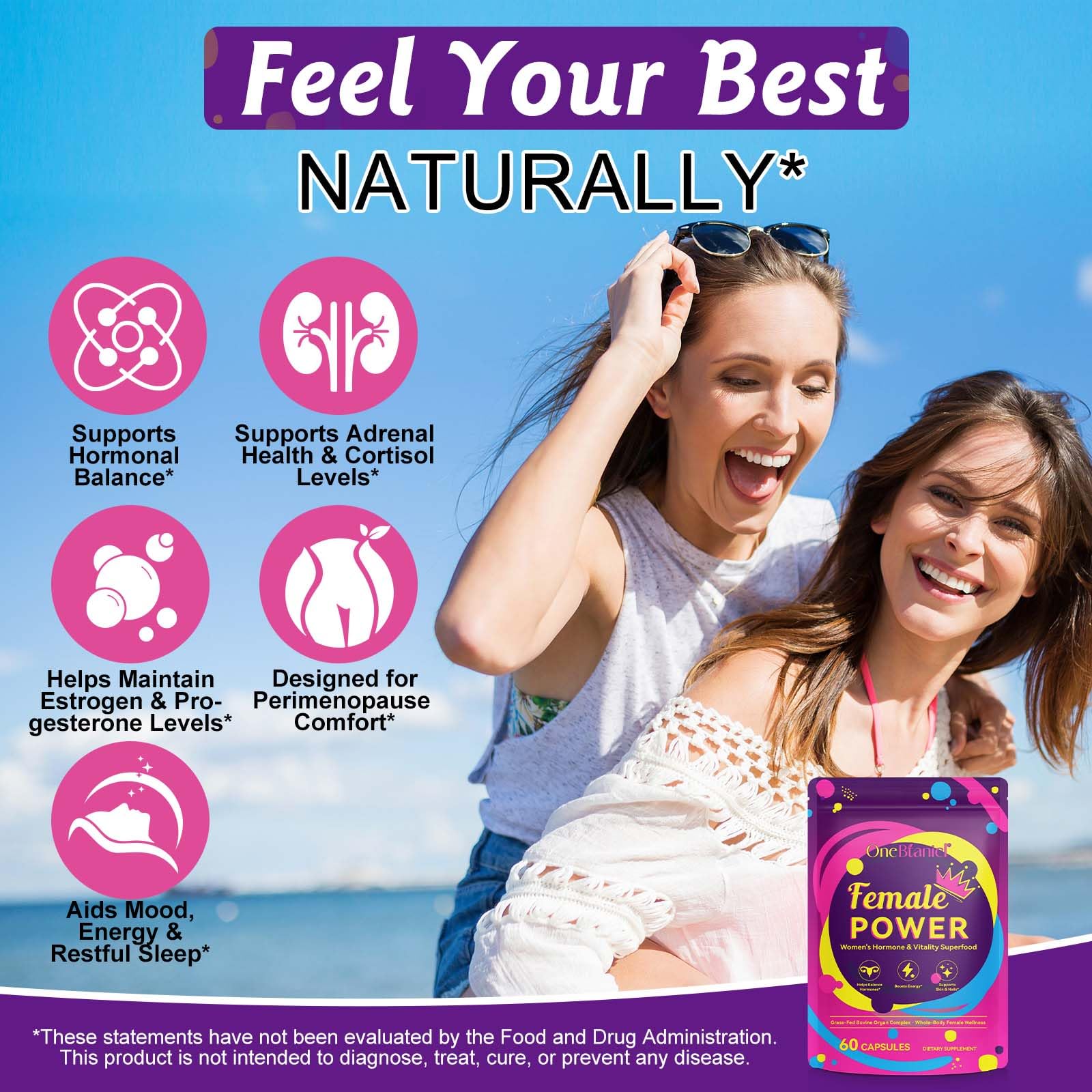 Beef Organ Supplement for Women with Beef Liver, Kidney, Heart and Uterus Tissue, Supports Women's Overall Wellness, Hormone Balance, Energy, Skin Health, 100% Grass Fed, Non-GMO, 60 Capsules - Medaid International
