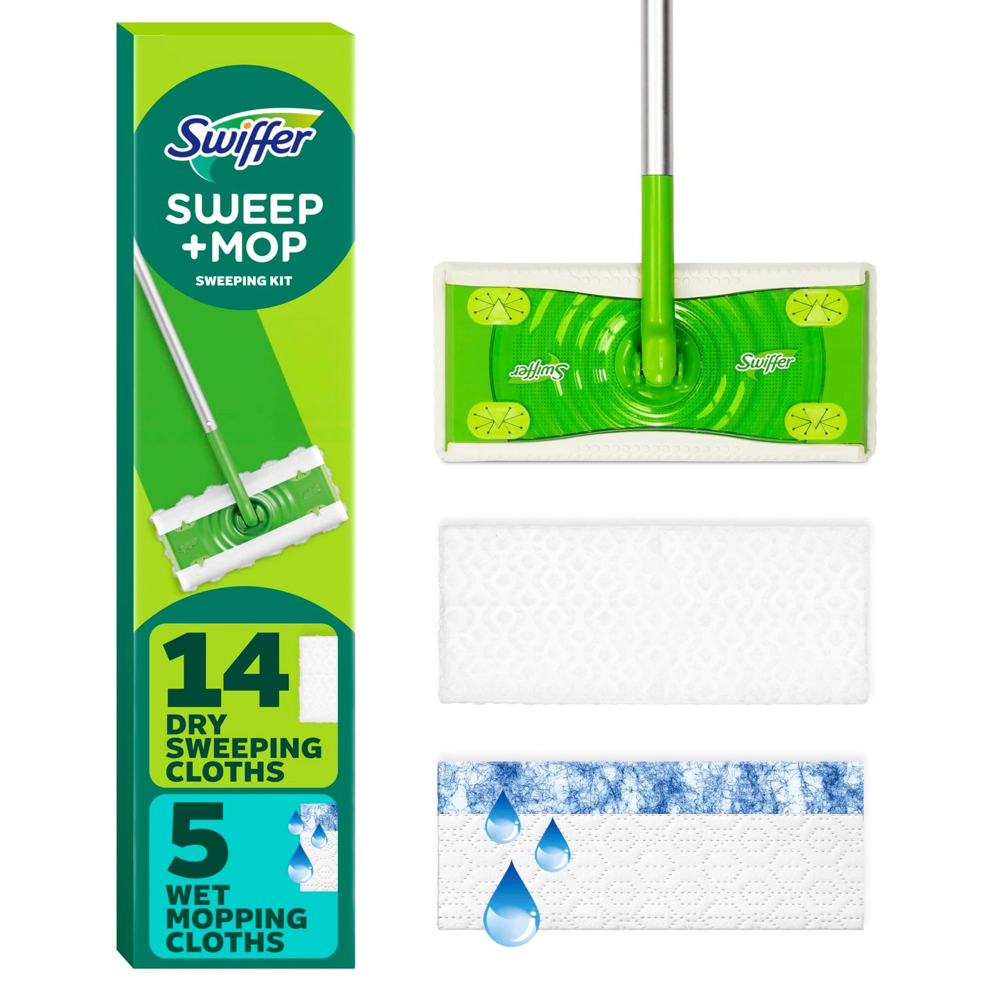 Swiffer Sweeper 2-in-1 Mops for Floor Cleaning, Dry and Wet Multi Surface Floor Cleaner, Sweeping and Mopping Starter Kit, Includes 1 Mop + 19 Refills, 20 Piece Set - Medaid International