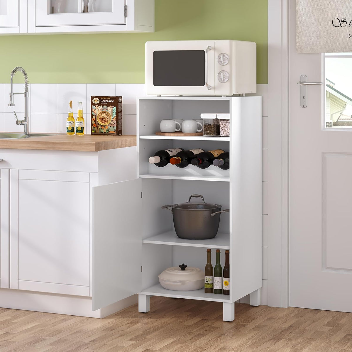 WOLTU Kitchen Cabinet with Wine Rack (KSK01WS)