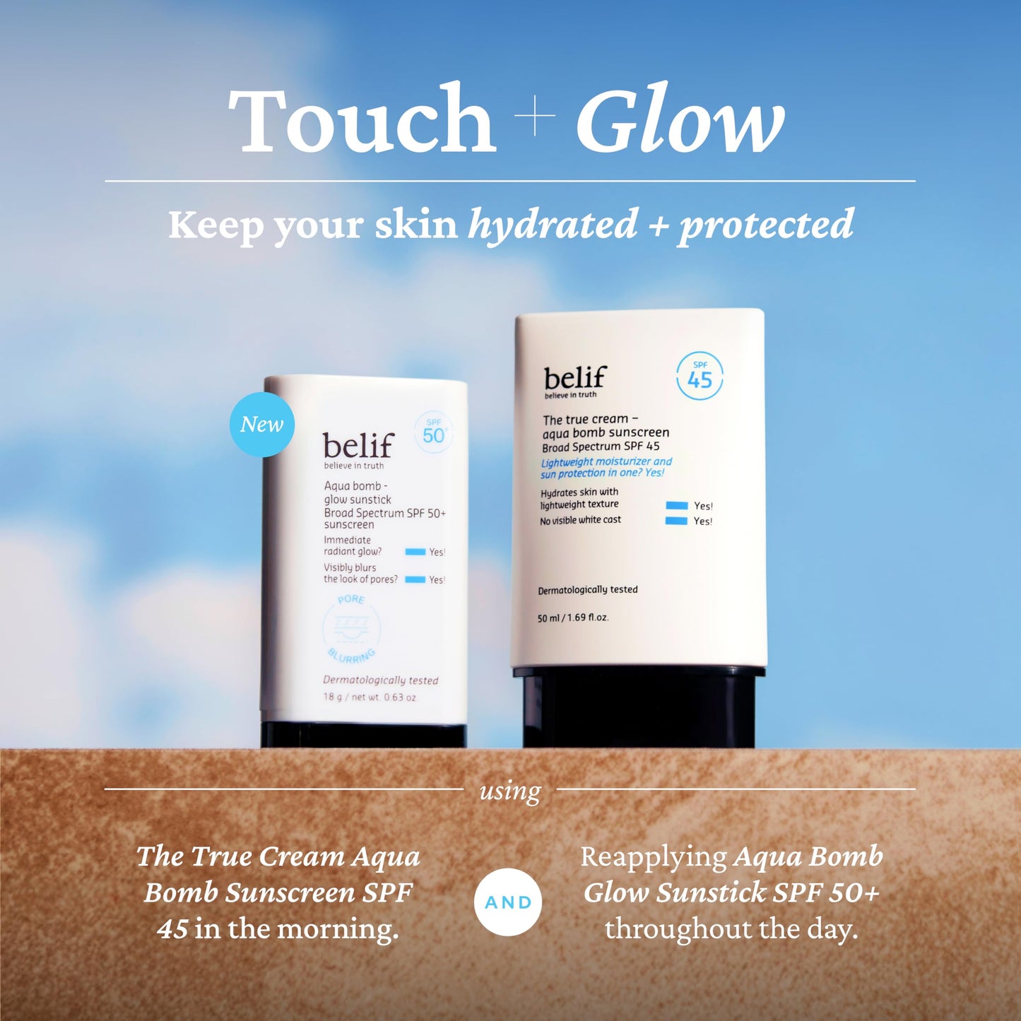 belif Aqua Bomb Niacinamide Sunscreen Stick SPF 50+ PA++++ – Korean Sunstick for Face with Hyaluronic Acid, No White Cast, Lightweight Velvet Finish, Daily UV Protection, Semi-Matte Glow, 0.63 oz - Medaid International