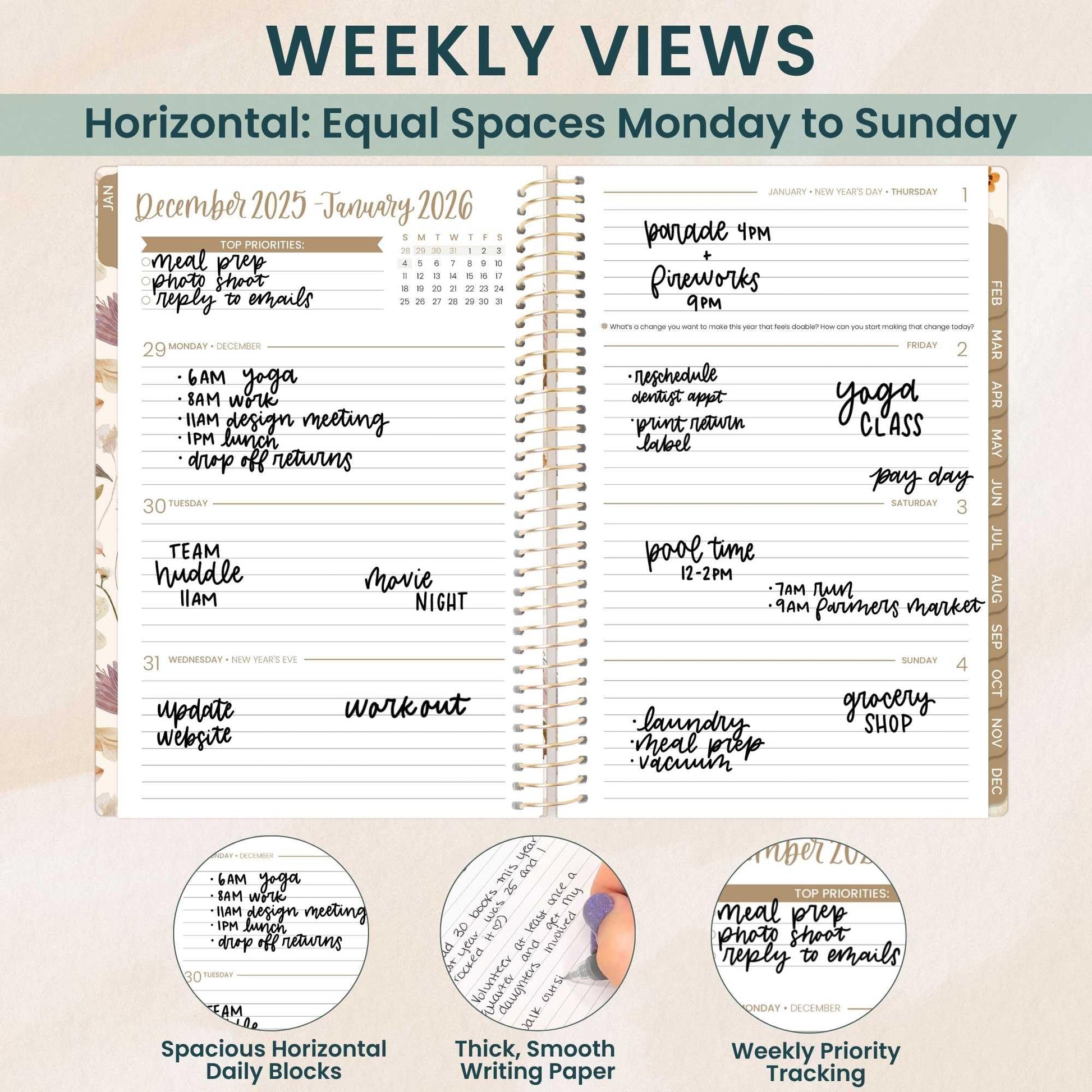 bloom daily planners 2026 Planner (January - December) Calendar Year Organizer - 5.5” x 8.25” - Weekly & Monthly Agenda Book with Stickers & Bookmark - Butterfly Garden - Medaid International