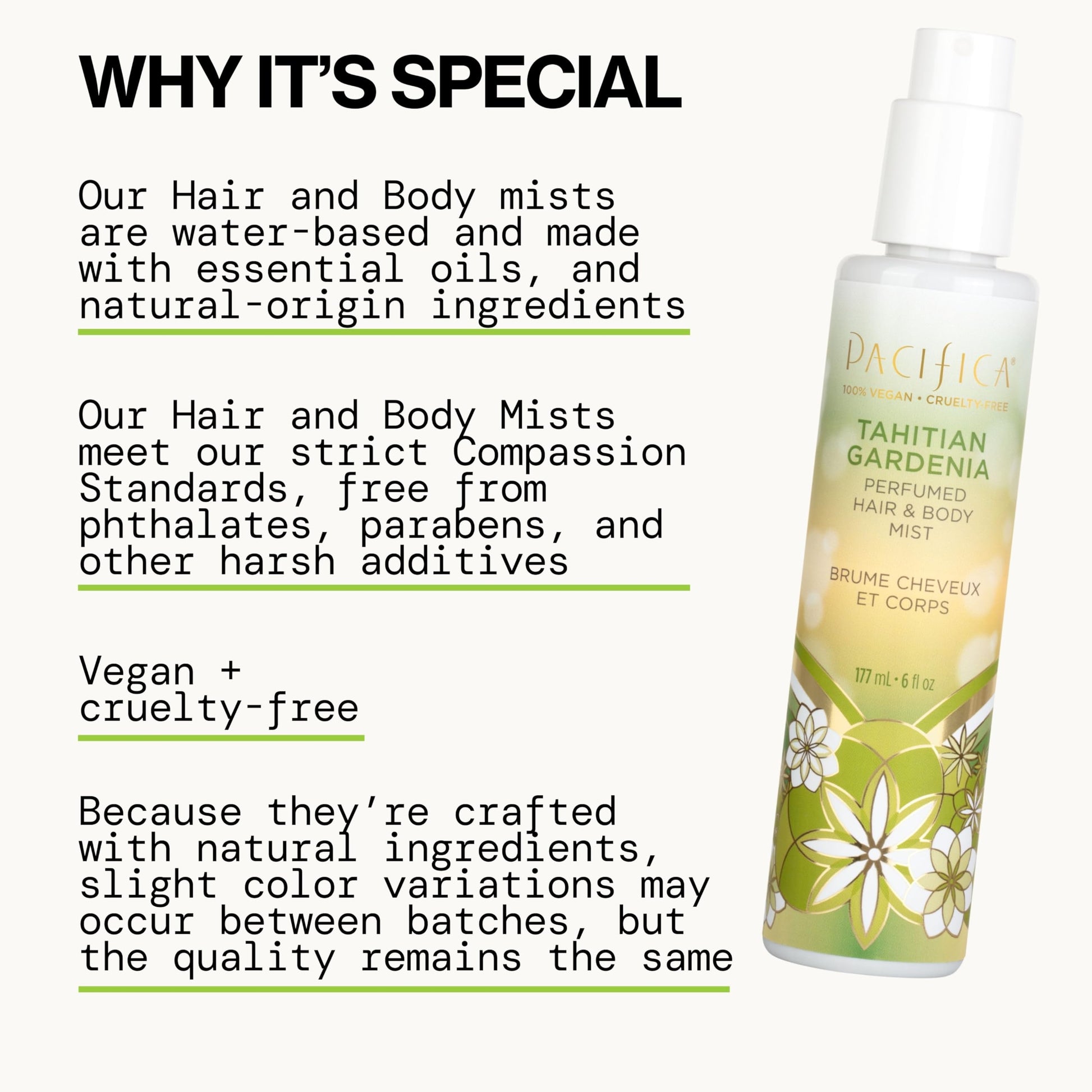 Pacifica Tahitian Gardenia Perfumed Hair & Body Mist, Alcohol-Free Spray Designed For Head-To-Toe Wear, Vegan & Cruelty-Free, 6 Fl Oz - Medaid International