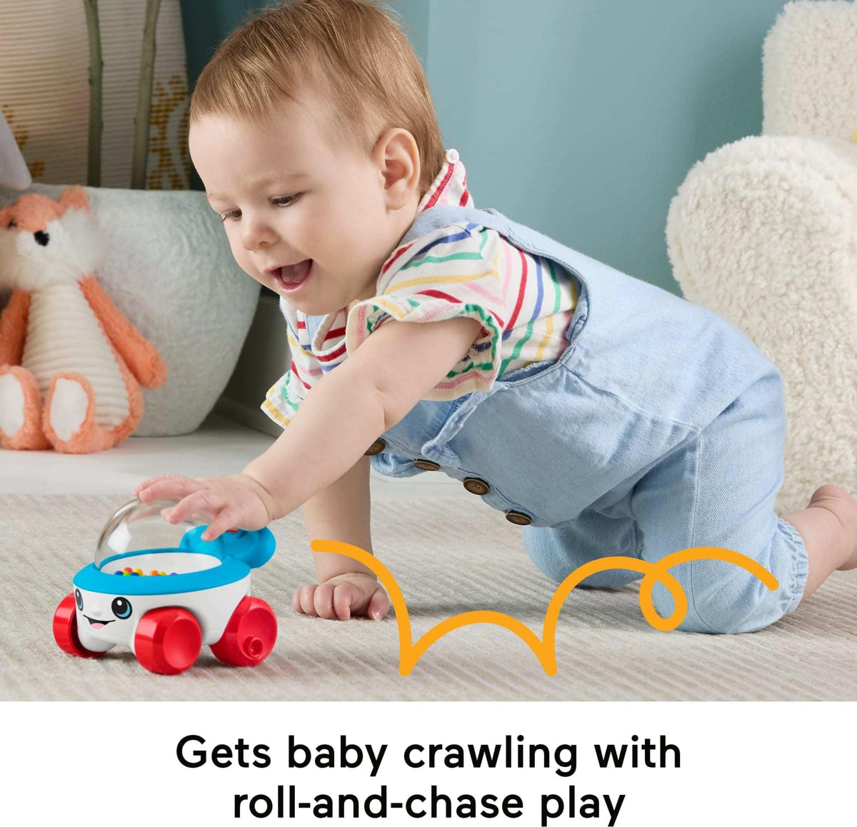Fisher-Price Baby Toy Corn Popper Push-Along Vehicle with Sounds for Crawling Developmental Play Infants Ages 6+ Months