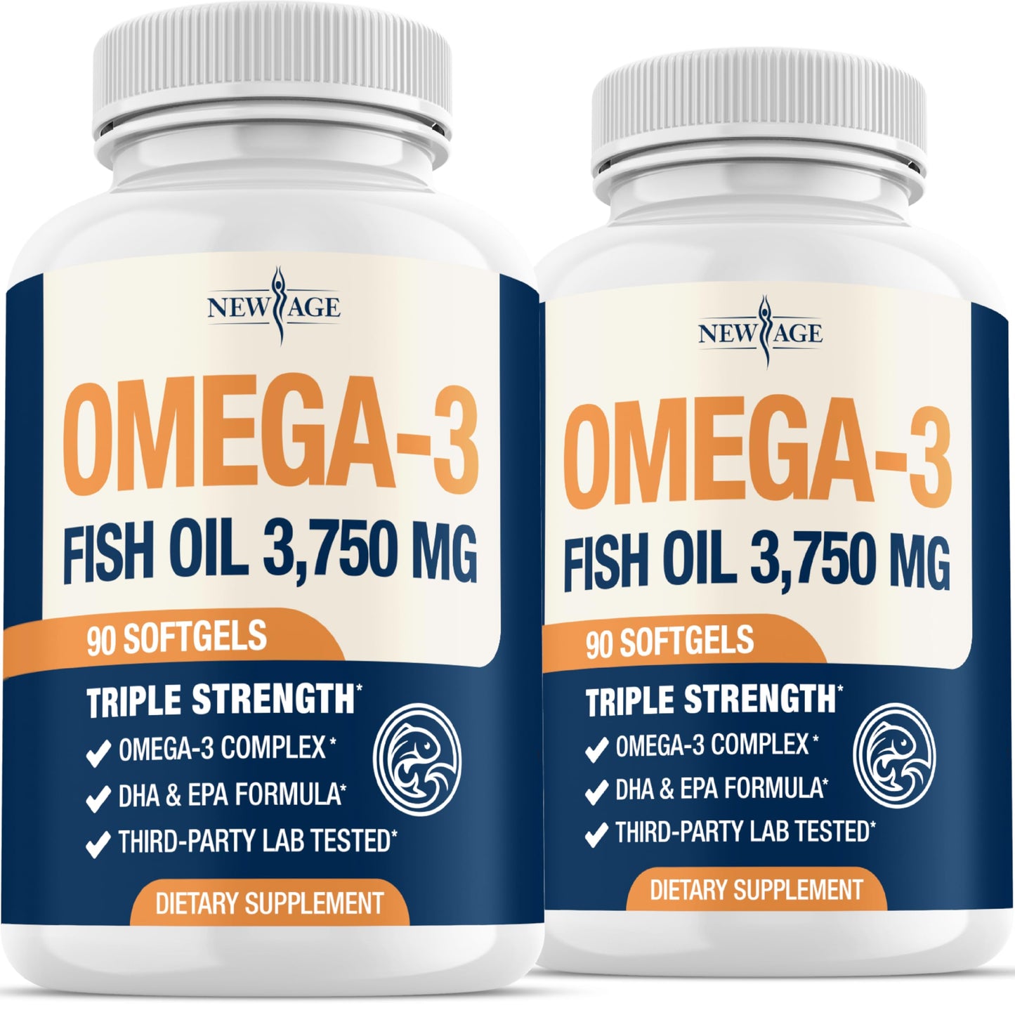 Triple Strength Omega 3 Fish Oil 3750 mg - EPA & DHA - Over 3000mg Omega-3 Fatty Acids - 1350mg EPA + 900mg DHA - Best Essential Fatty Acids, Burpless Fish Oil - 180 Count - Medaid International