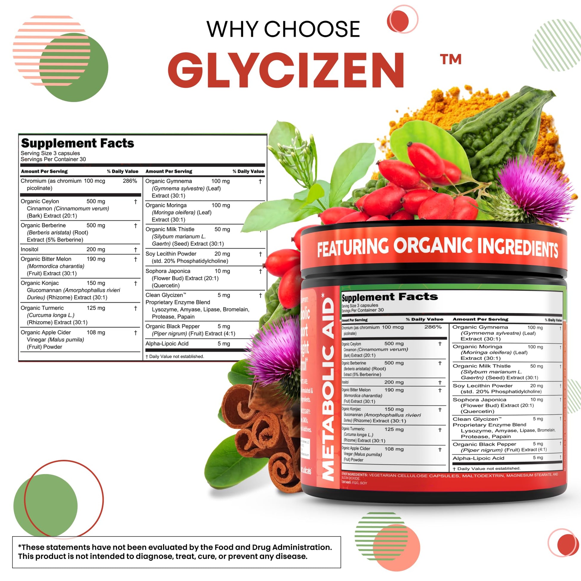 Clean Nutra Berberine and Ceylon Cinnamon Supplement Bitter Melon Glucomannan Gymnema Sylvestre Chromium Moringa Milk Thistle Turmeric Apple Cider Vinegar Digestive Enzymes Inositol Pills 90 Capsules - Medaid International