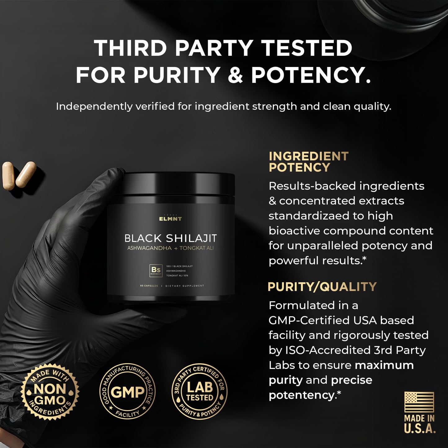 103,800mg Black Shilajit for Men 100x Strength w. Ashwagandha & Tongkat Ali 10% Extract - Ultra Pure Himalayan Shilajit Capsules 60% Fulvic Acid - Energy, Stamina & Performance Mens Health Supplement - Medaid International