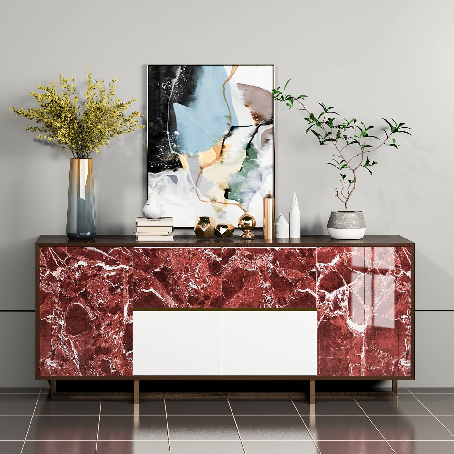 AbaBoorty 400"x15.8" Dark Cherry Red Marble Wallpaper for Countertops Waterproof Faux Granite Contact Paper Covers Counter Top Self Adhesive Vinyl Wall Paper for Decor Bathroom Counters Vanity Desk - Medaid International