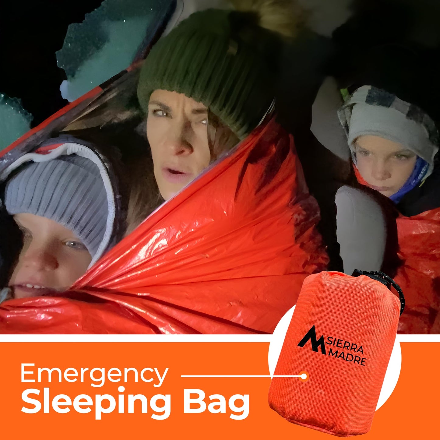 Sierra Madre Emergency Sleeping Bag – Ultralight, Waterproof Mylar Thermal Bivy Sack Tent for Hiking, Bug-Out Bags, Survival Kits – Emergency Survival Space Blanket for Heat Retention 5 Pack