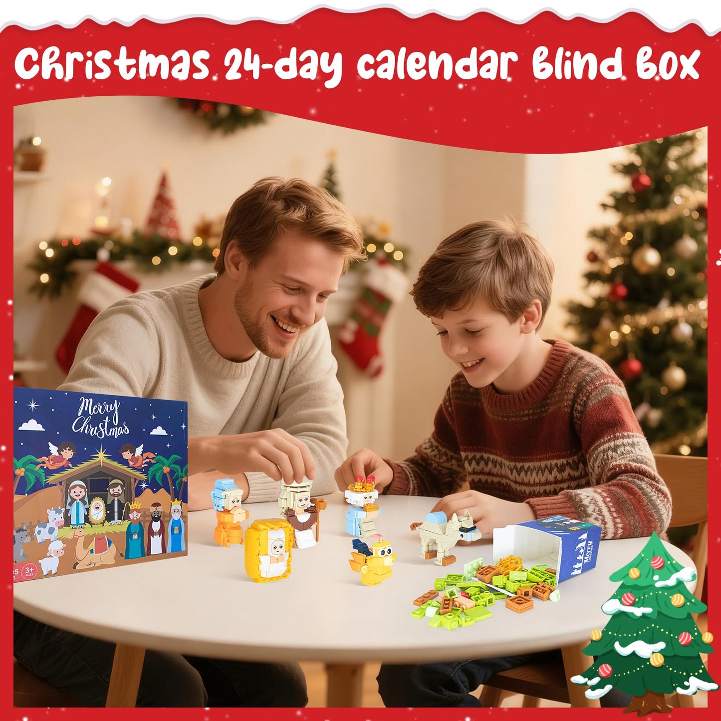 Nativity Advent Calendar 2025 Building Blocks-24 Days of Nativity Scene Set,Christmas Building Countdown Calendar,Stocking Stuffer Building Toys for Boys,Girls,Teens & Adults Ages 6+ - Medaid International