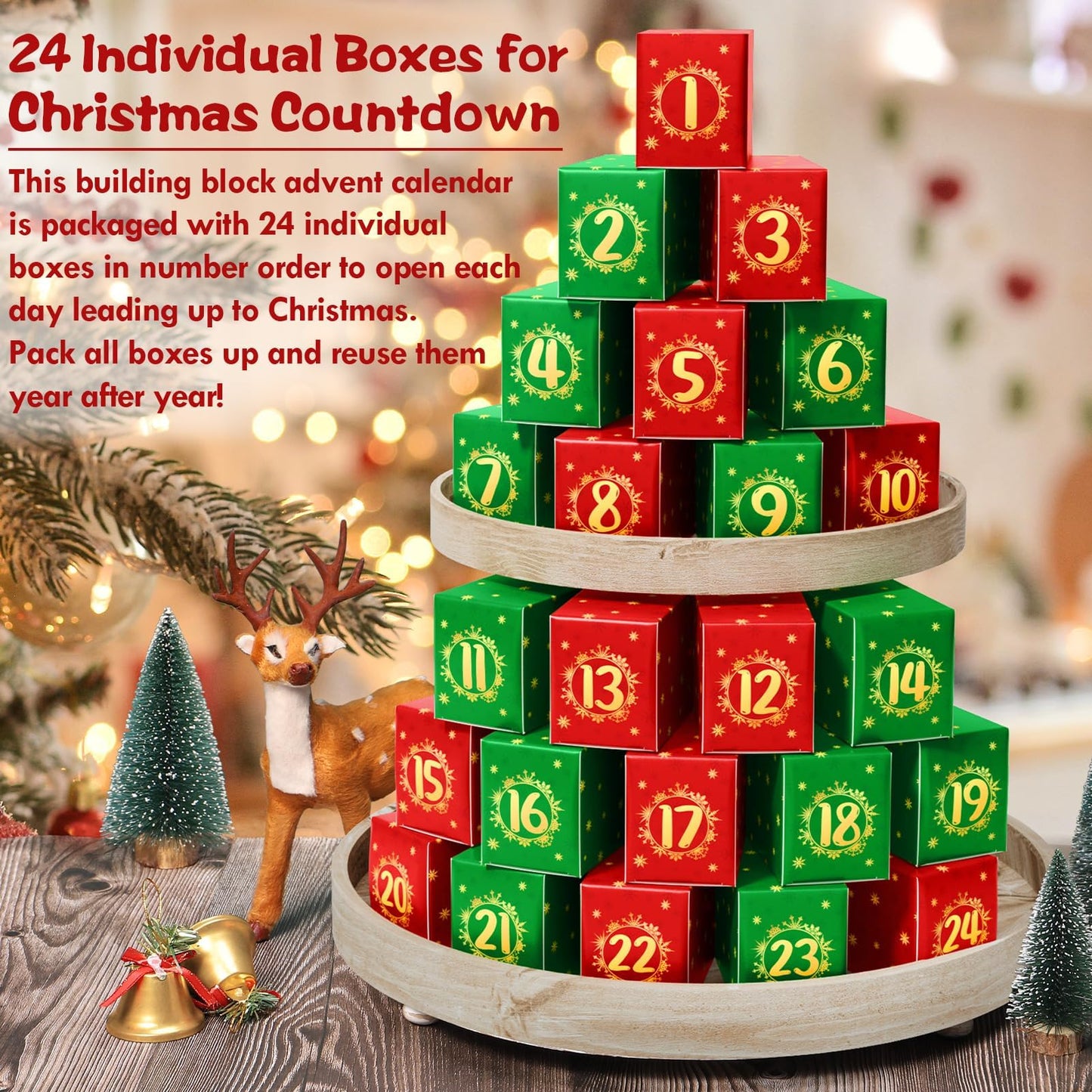Advent Calendar 2025 Christmas Gifts for Kids Adults Teens, Christmas Train Building Blocks Holiday Gifts New Year Gift Box with Tree Santa Nutcracker Toys Set for Boys Girls Women Men Age 6+ - Medaid International