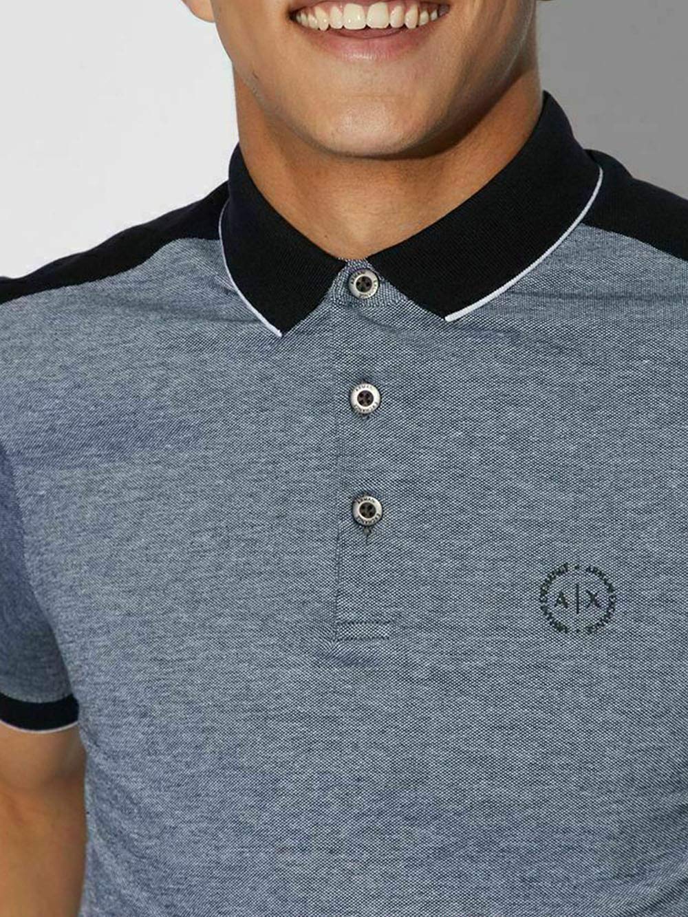 A|X ARMANI EXCHANGE mens With Stripes Polo Shirt, Navy, XX-Large US - Medaid International