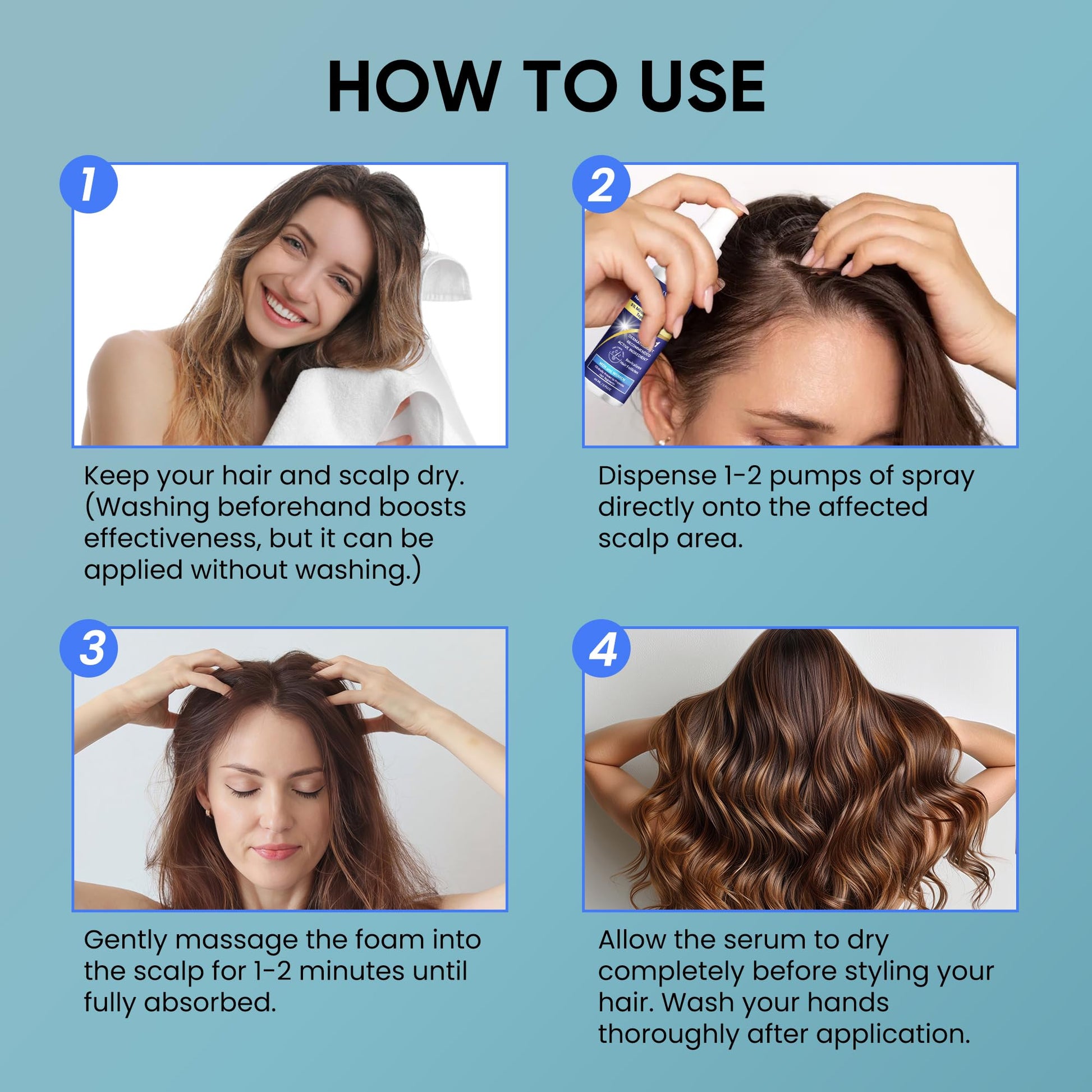 Minoxidil for Men and Women Hair Growth: 5% Minoxidil Spray Hair Regrowth Treatment Serum with Biotin & Rosemary -Stop Hair Thinning and Hair Loss For Stronger Thicker Longer Hair - 2 Pack - Medaid International
