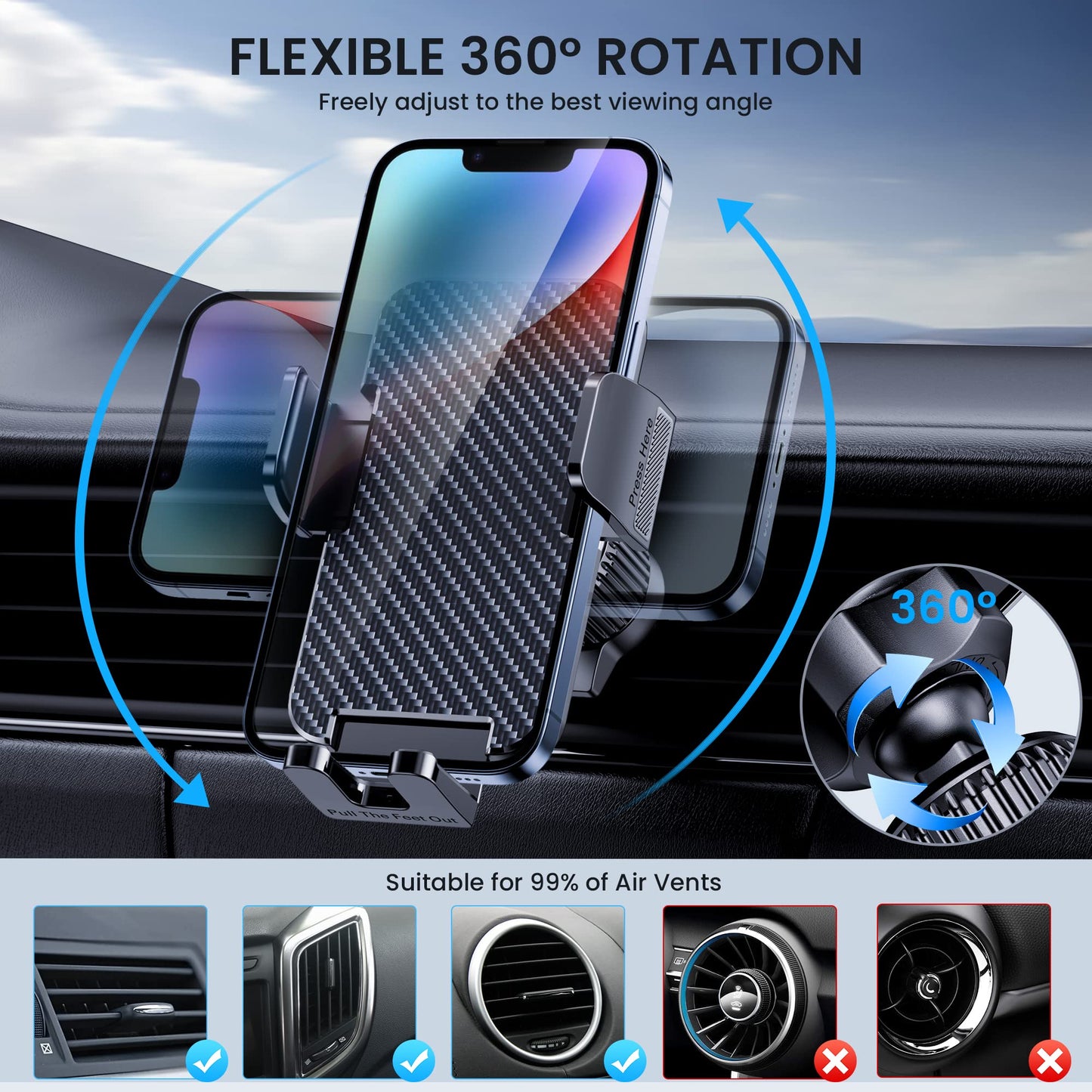 BIPOPIBO Phone Mount for Car Holders Cell Phon Holder Hands Free Phone Stand for Car Vent Automobile Mount Fit iPhone Android Smartphoe Universal Camera Mount - Medaid International