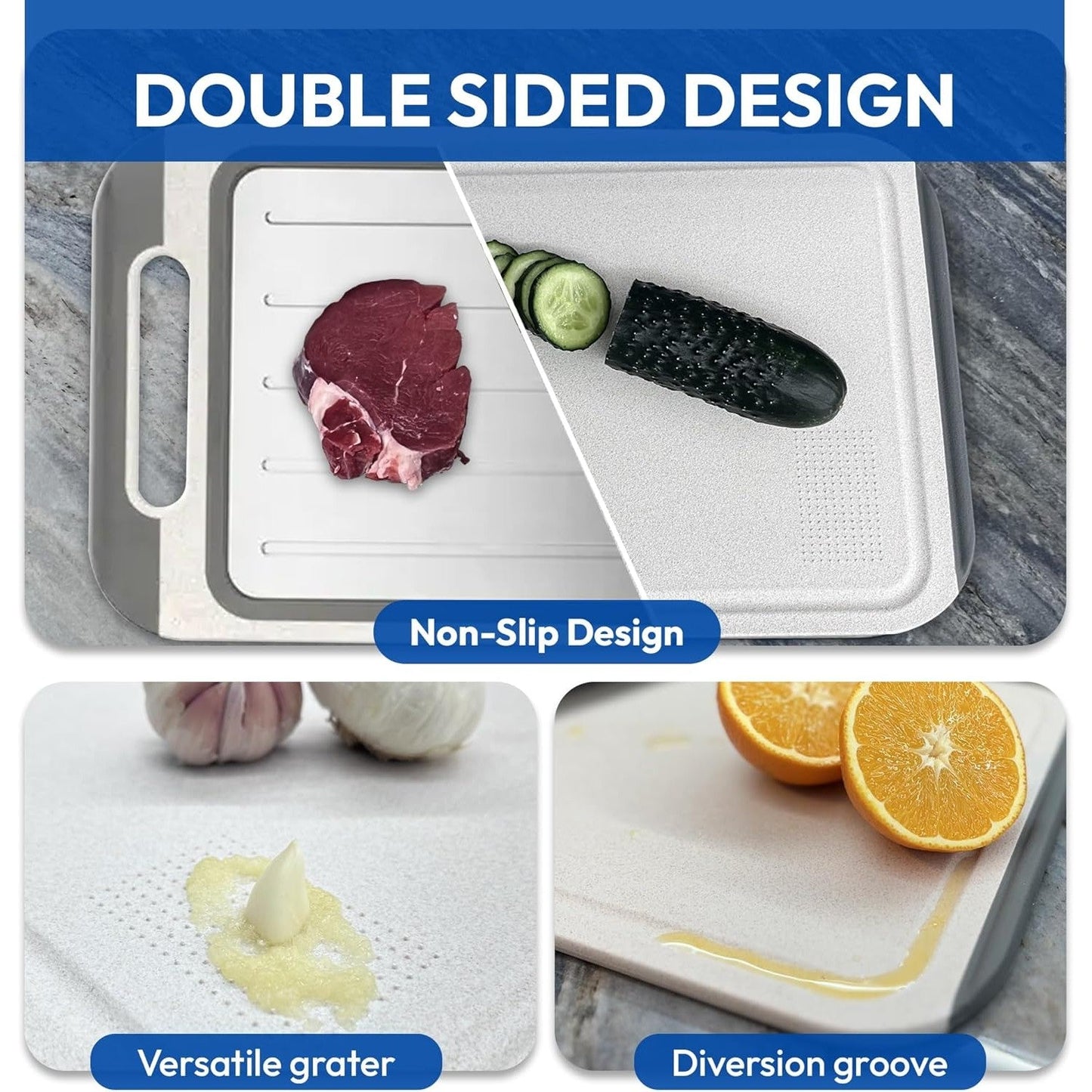 Dual Sided Kitchen Cutting Board