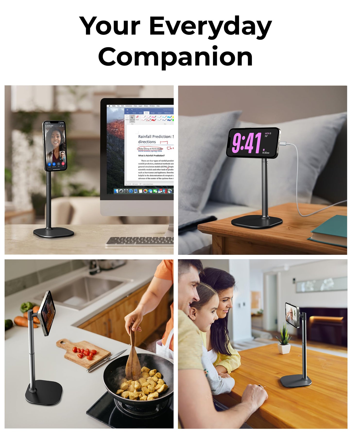 COOPER MagStand - Adjustable Magnetic iPhone Stand for Desk & Phone Holder for Video Recording, Compatible with MagSafe, Stand for iPhone 17 Pro Max, 16/15/14/13/12, Small Mag Safe Tripod (Black) - Medaid International