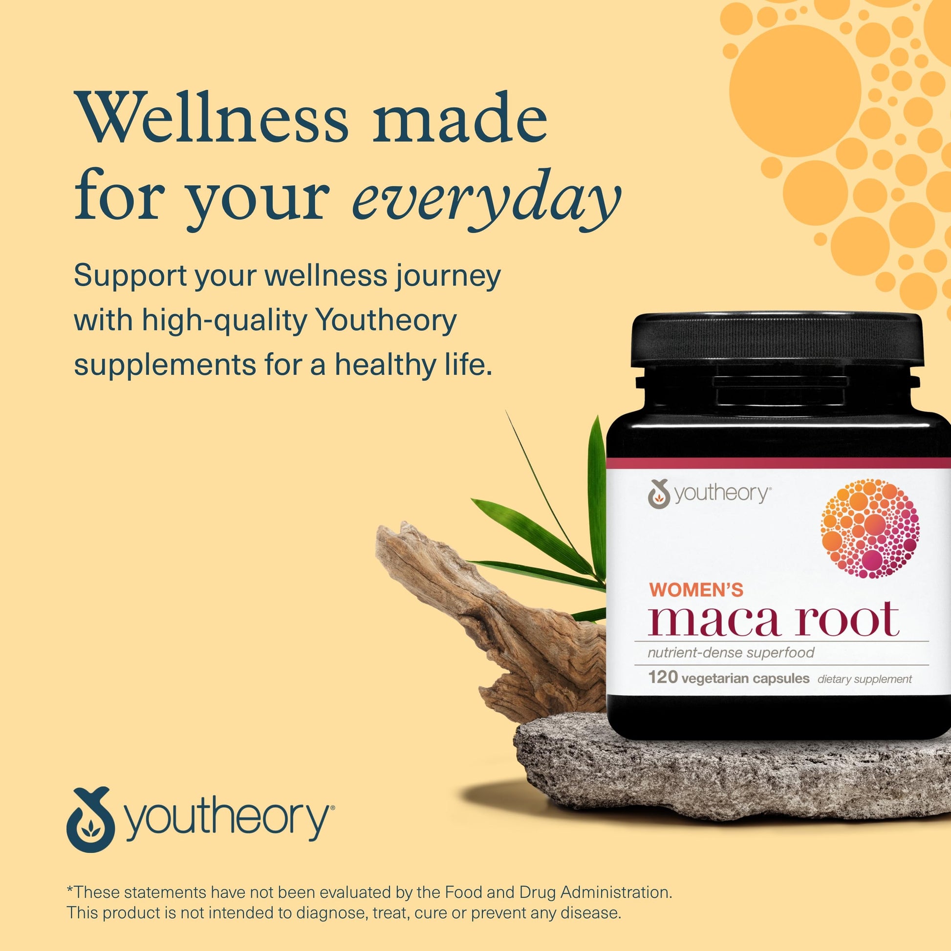 Youtheory Women's Maca Root - Vegan Energy & Menopause Support Supplement with Peruvian Ginseng* - Premium Supplement for Women - Dairy, Soy & Gluten Free - 120 Vegetarian Capsules - Medaid International