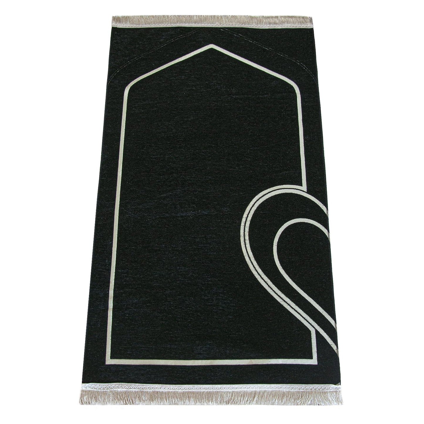 ihvan online, Muslim Prayer Rug for Couples, Praying Mat Set for Women & Men, Heart Patterned, Soft, Prayer Beads, Islamic Gifts for Ramadan Eid Valentines Day, Two Pieces, White-Black - Medaid International