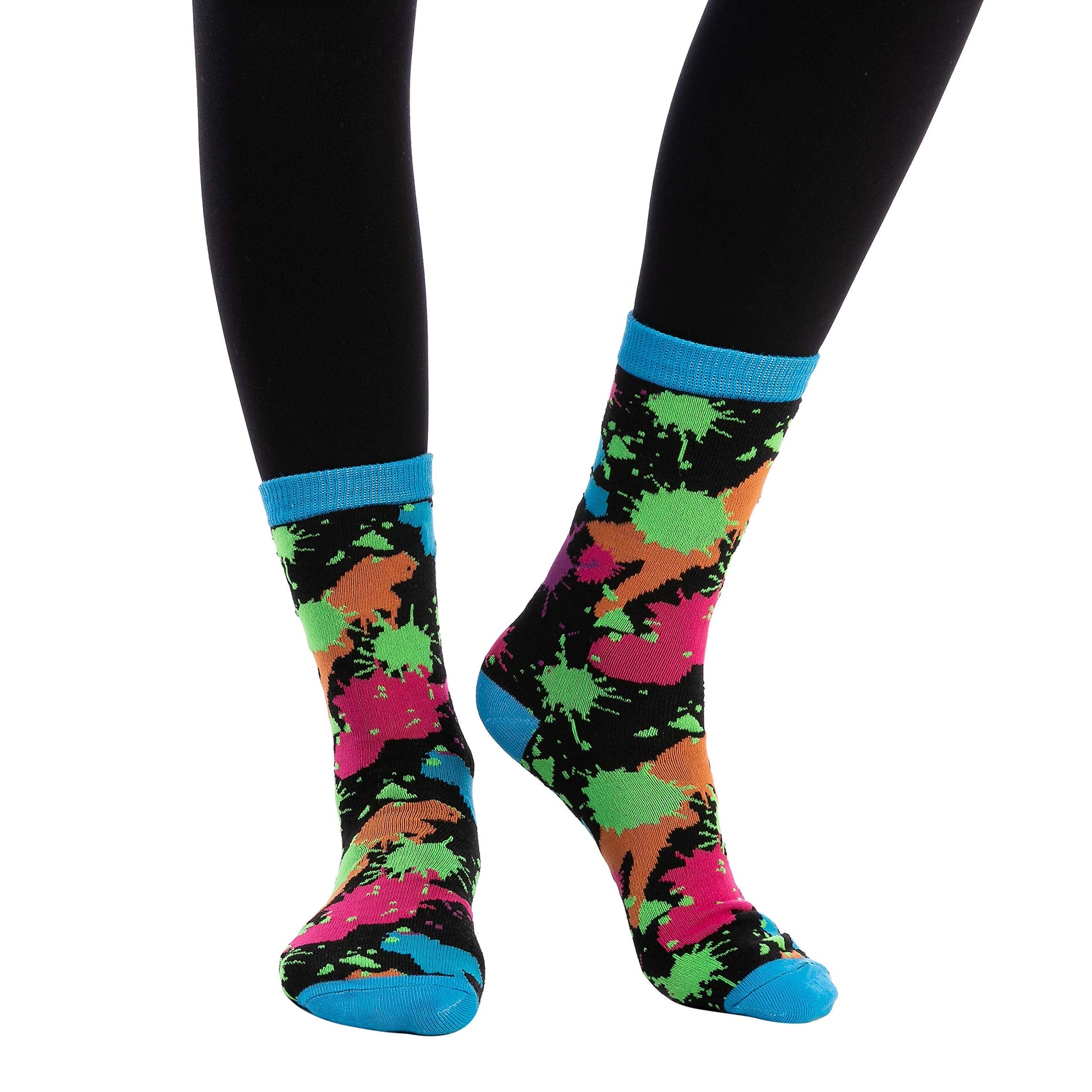 JOYIN 12 PCS Christmas Socks Women Colorful Funky Paint Splash Patterned Crew Socks for Christmas, Holiday or Birthday Gift - Medaid International
