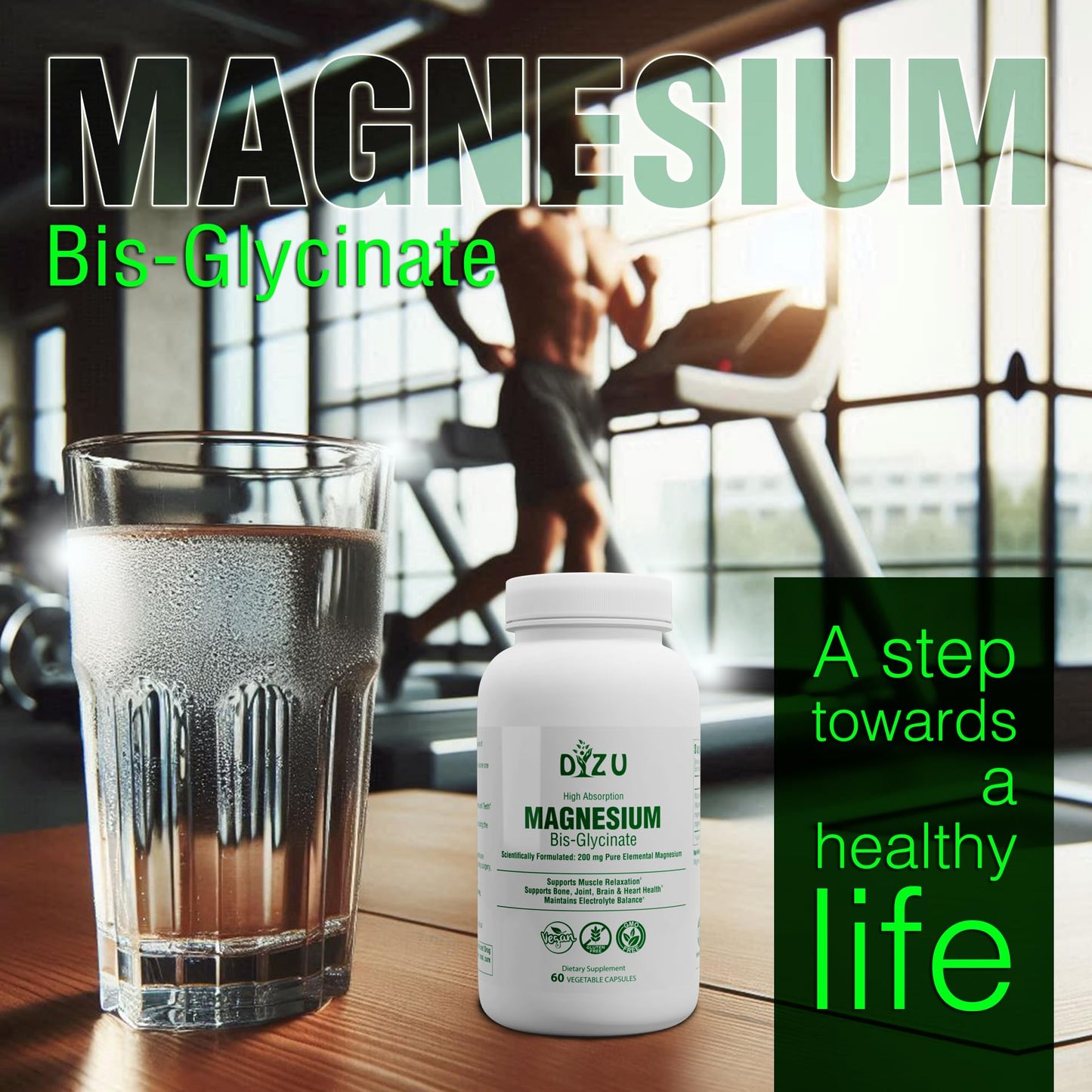 Magnesium Bisglycinate (Glycinate) 200 mg – High Absorption Chelated – Supports Sleep, Stress, Muscles, Nerves, Bones, Heart & Energy – Vegan, Non-GMO, Lab-Tested – 60 Capsules - Medaid International