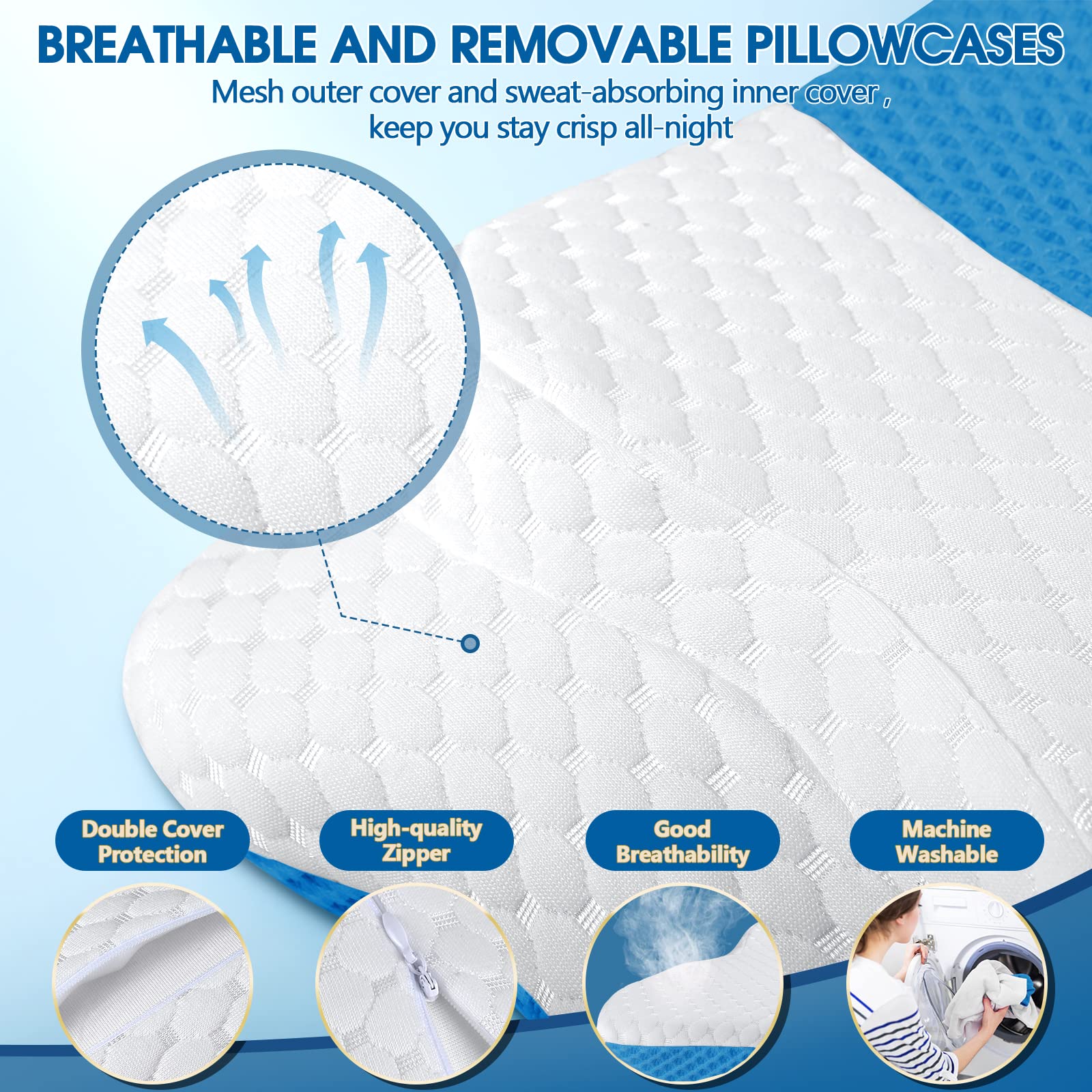 CHxxy Memory Foam Pillows, Cervical Pillow for Neck and Shoulder Pain Relief, Ergonomic Contour Bed Pillow, Soft for Side Sleep Stomach Sleeping and Back Sleeper - Medaid International