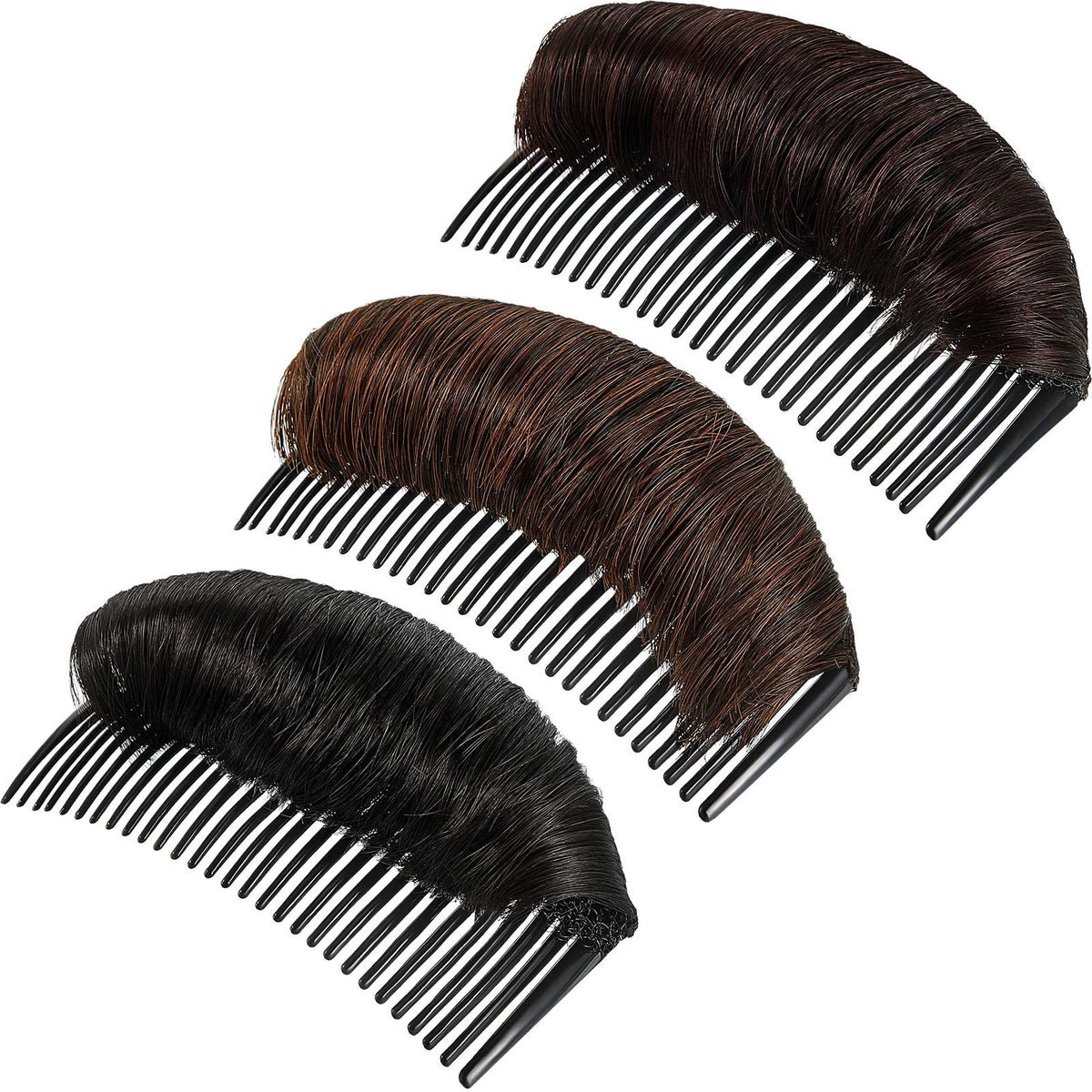 TERRIFI Invisible False Hair Clip, Bun Base Bump Fluffy Pad Styling Insert Tool, Volume Princess Styling Increased Pad for Women Girls (Black, Light Brown, Dark Brown)
