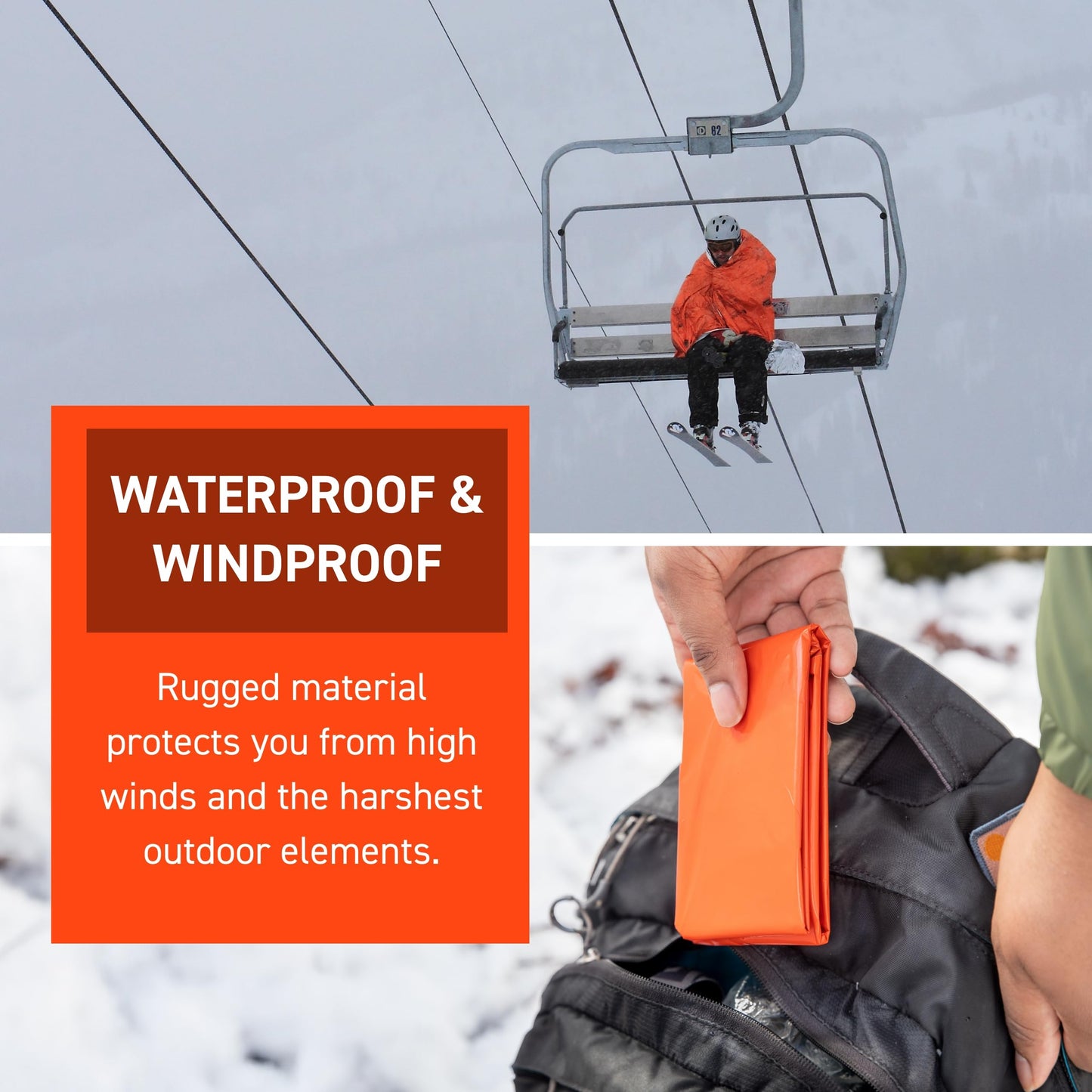 S.O.L. Survive Outdoors Longer 90% Heat Reflective Emergency Blanket - for Disaster Preparedness Kit - Waterproof & Windproof - Fits up to 2 People - 58" x 98", 5.9 oz, Orange (Pack of 3)