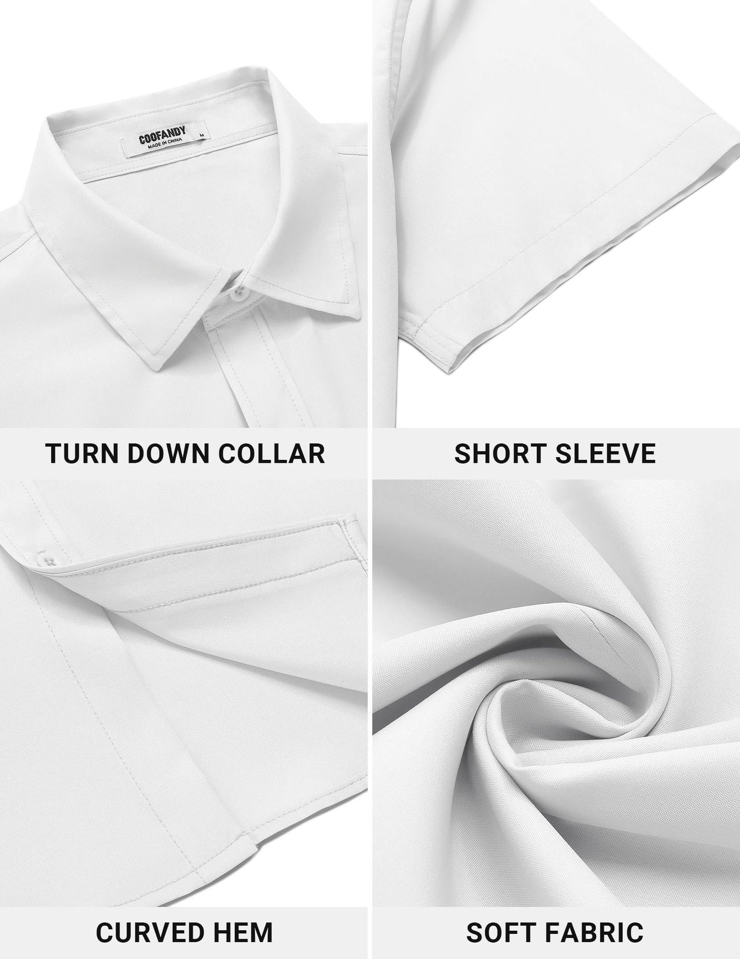 COOFANDY Short Sleeve Dress Shirt for Men Business Casual Button Down Shirt, White, 2X-Large - Medaid International