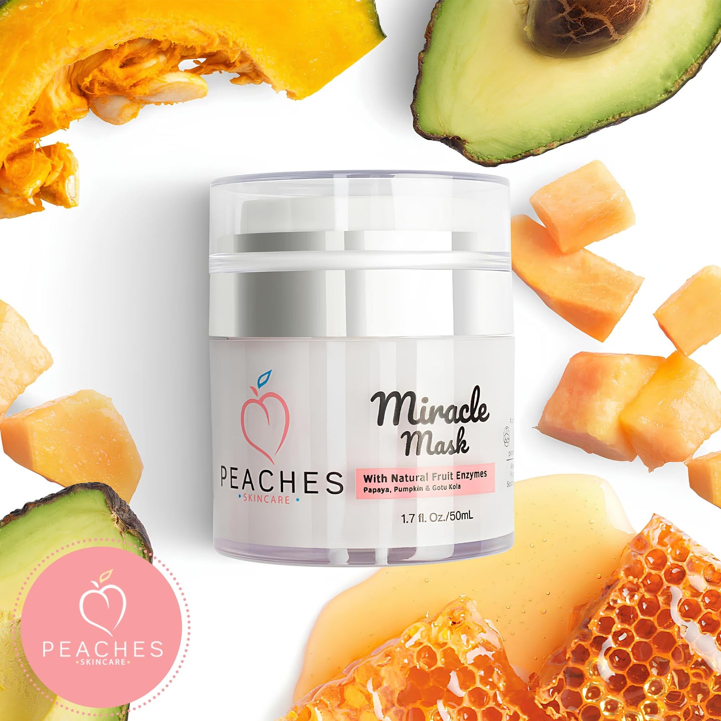 Hydrating Face Mask with Beeswax, Avocado Oil, Pumpkin, and More – Gently Removes Dead Skin Cells – Miracle Mask (1.7 oz) - Medaid International