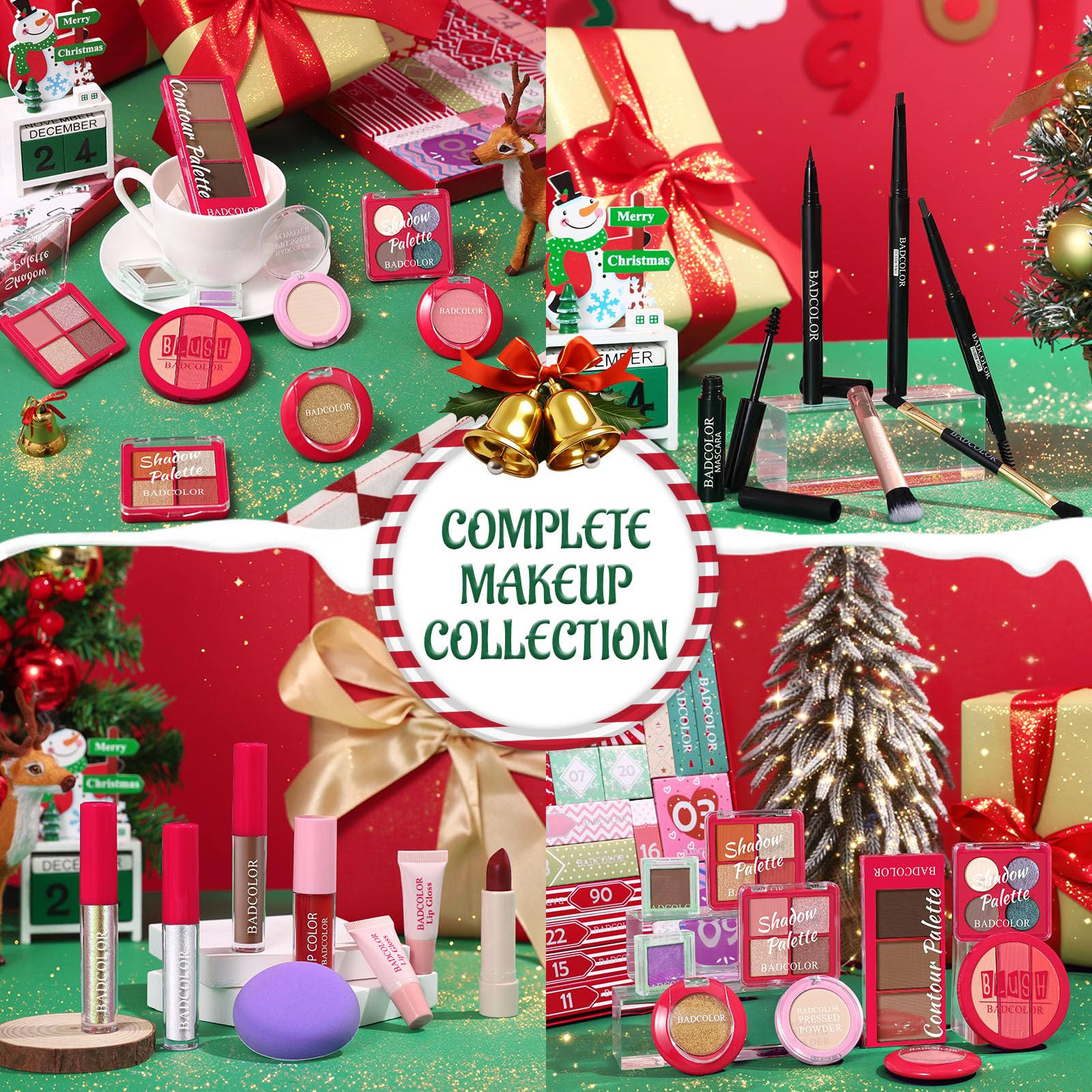 Makeup Advent Calendar 2025, 24 Days Christmas Countdown Calendar Surprise Gift Kit, Xmas Holiday Festival Cosmetic Starter Makeup Set with 24 Beauty Boxes for Women Girls Teens - Medaid International