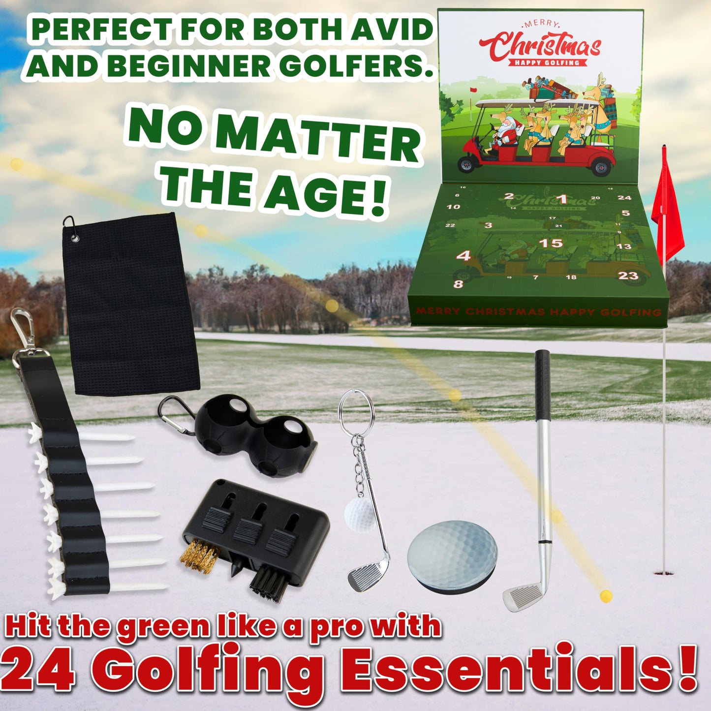 KreativeKraft Golf Advent Calendar 2025 for Men Adults Christmas Countdown Calendar 24 Mini Golf Surprises Socks Novelty Fun Gifts Dad Lovers - Medaid International