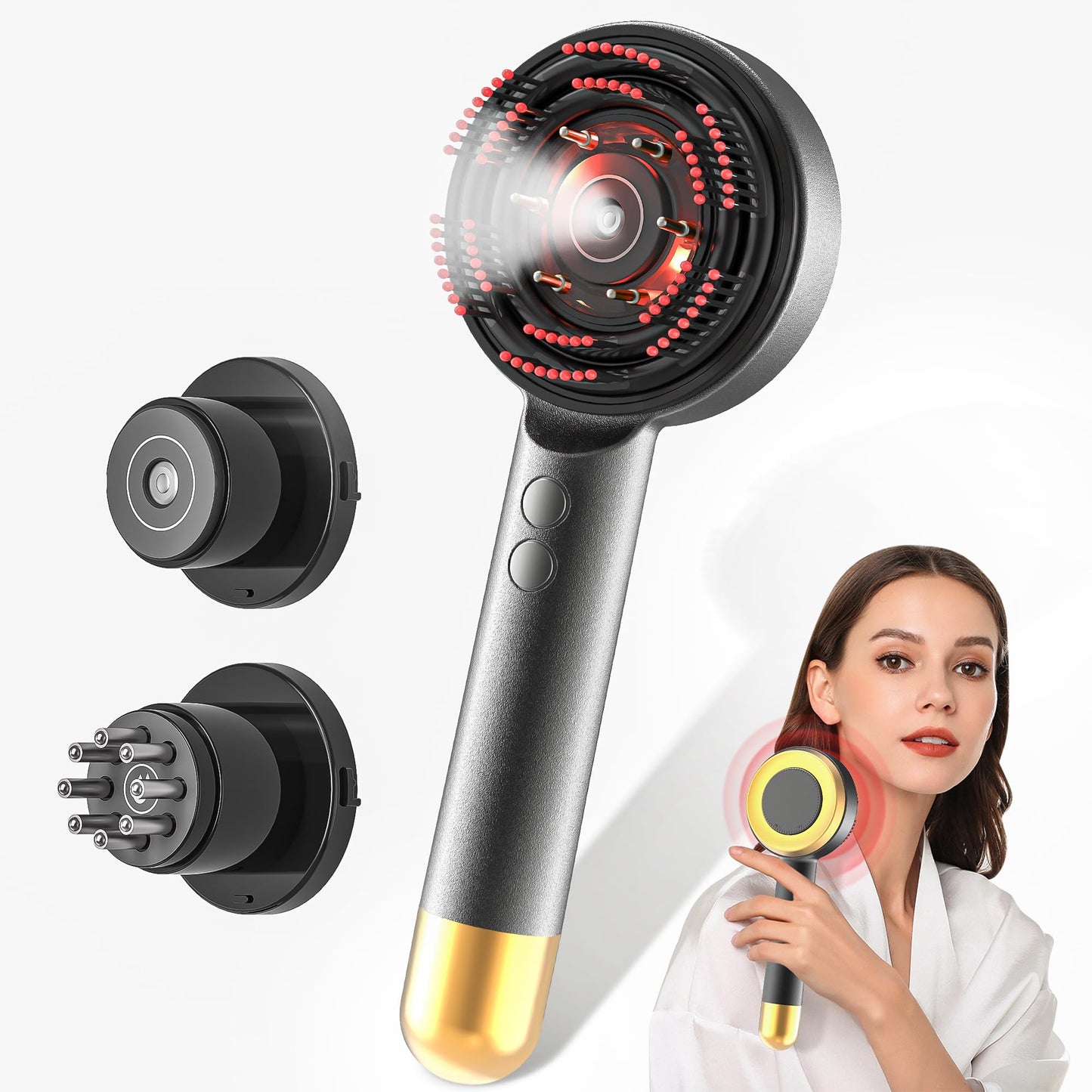 VitalEveRev Hair Oil Applicator with Atomization - 3 in 1 Electric Scalp Massager with Detachable Oil and Atomizing Chambers for Easy Cleaning, Lifting Function for Hair Growth - Medaid International