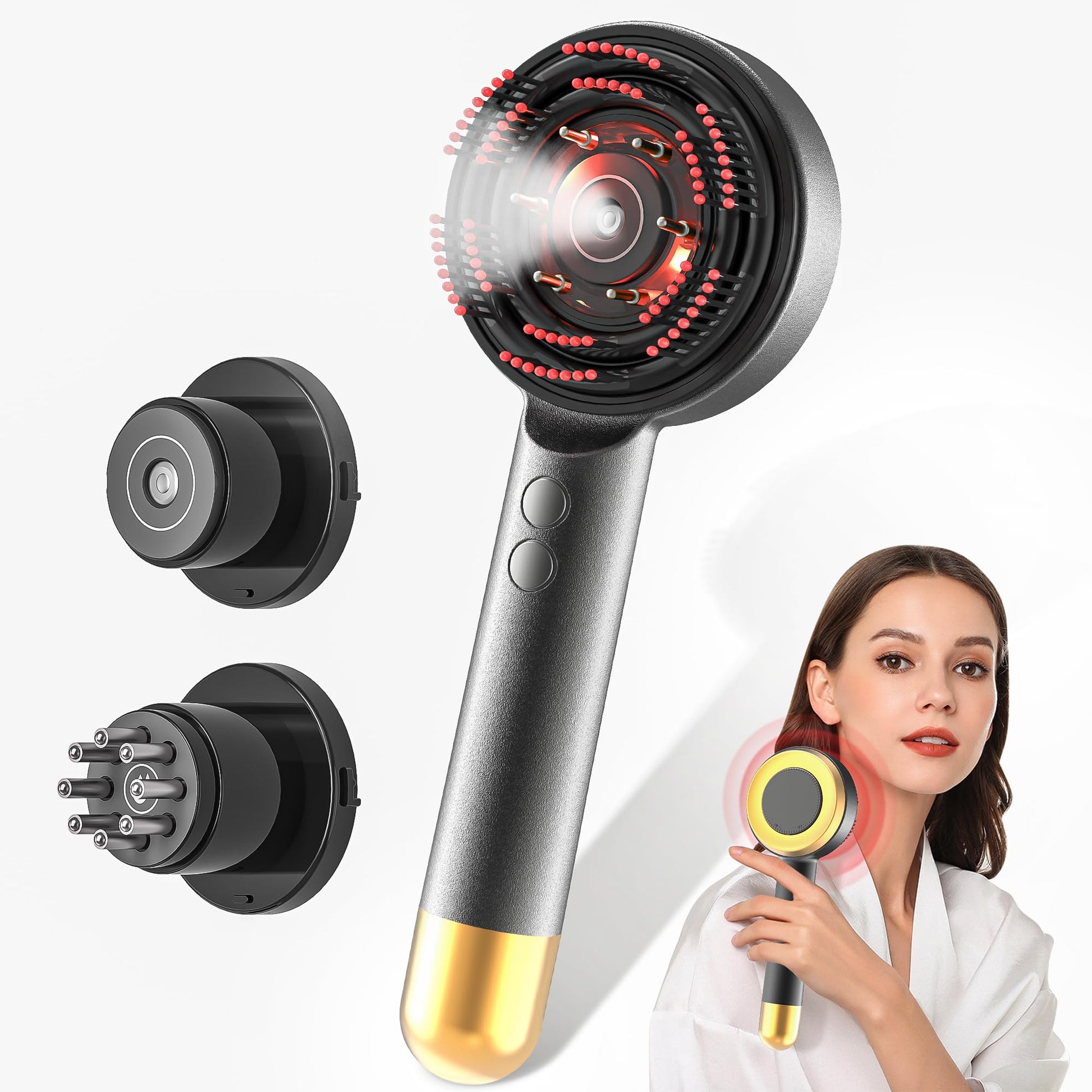 VitalEveRev Hair Oil Applicator with Atomization - 3 in 1 Electric Scalp Massager with Detachable Oil and Atomizing Chambers for Easy Cleaning, Lifting Function for Hair Growth - Medaid International
