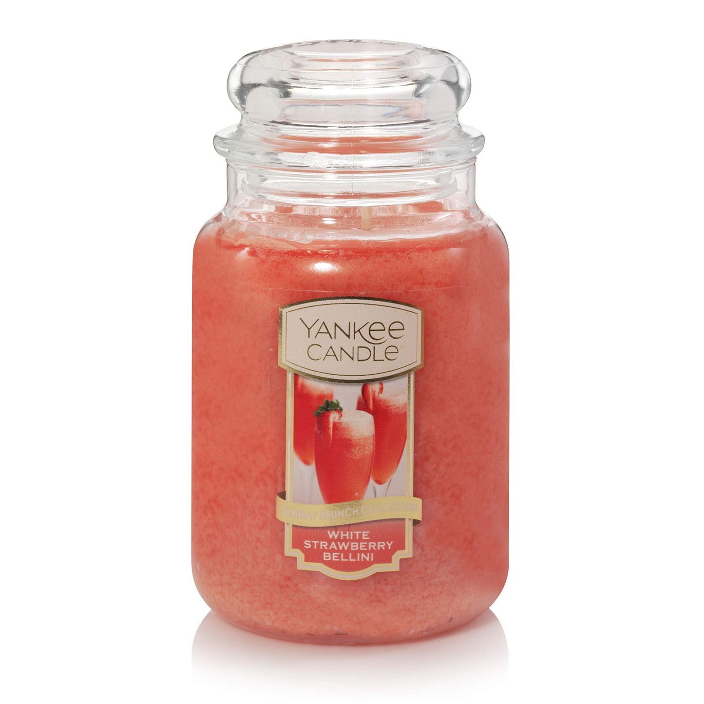 Yankee Candle White Strawberry Bellini Scented, Classic 22oz Large Jar Single Wick Candle, Over 110 Hours of Burn Time - Medaid International