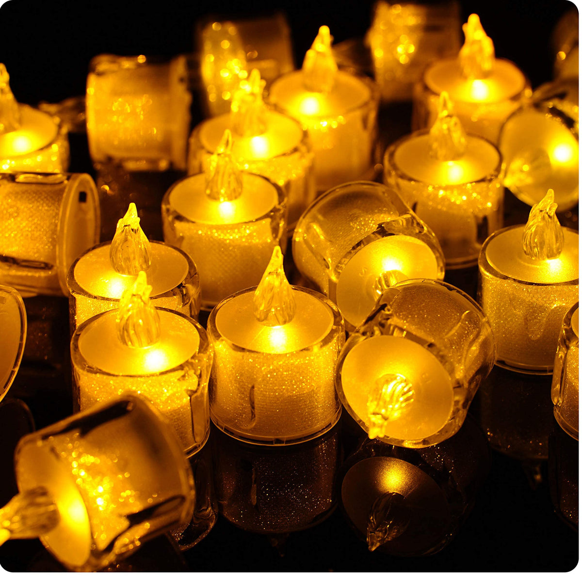 LED Tea Lights, 12 Pcs Gold Flameless Battery Operated Votive Tealights Candle, Small Electric Fake Tea Candle Realistic for Wedding, Table, Festival Celebration (Warm White, No Flash)
