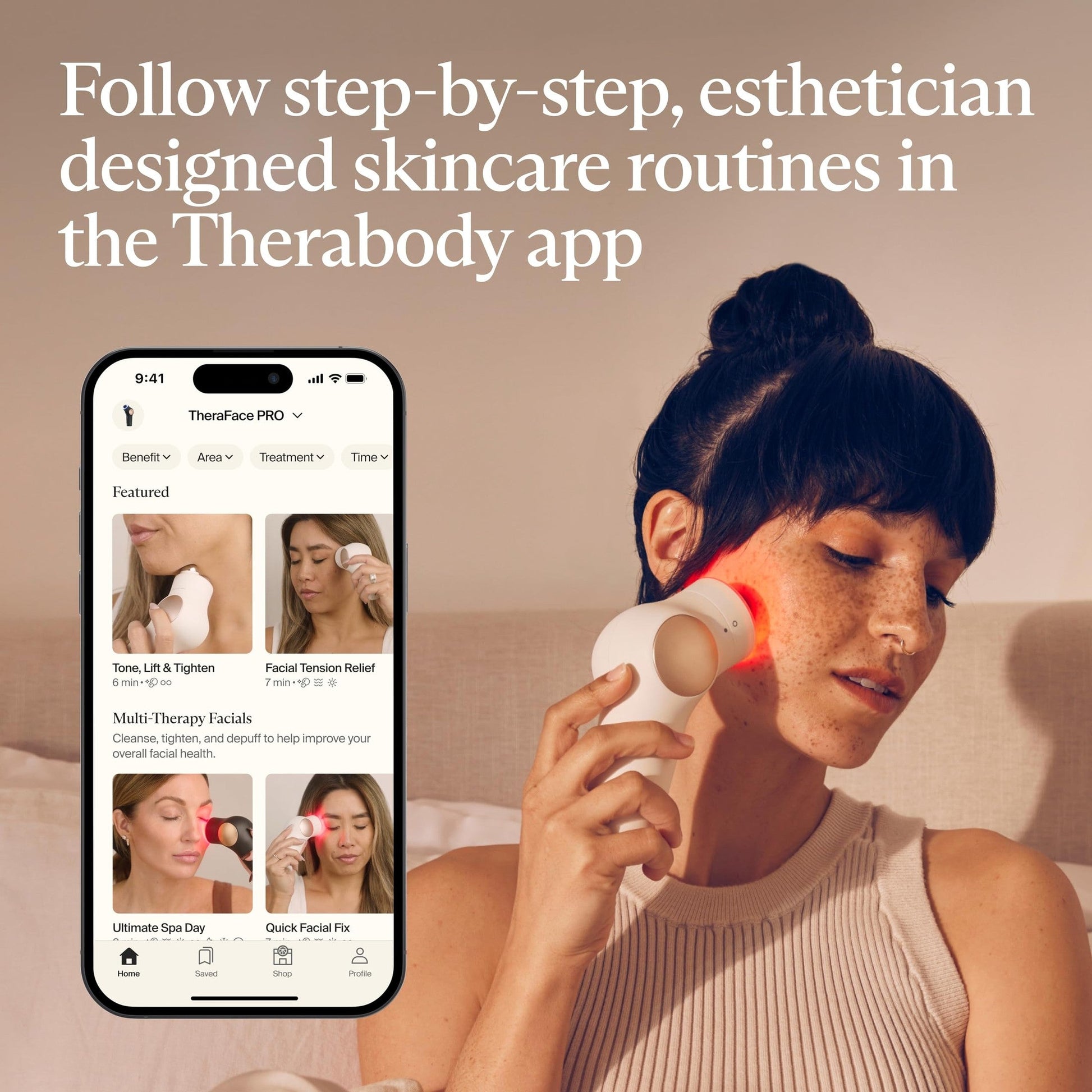 TheraFace Therabody TheraFace PRO - Microcurrent Facial Device, 8-in-1 Compact Face Massager&Facial Sculpting Tool with Light Therapy for Skin Tightening, Anti Wrinkle, Anti Aging & Skin Care (White) - Medaid International
