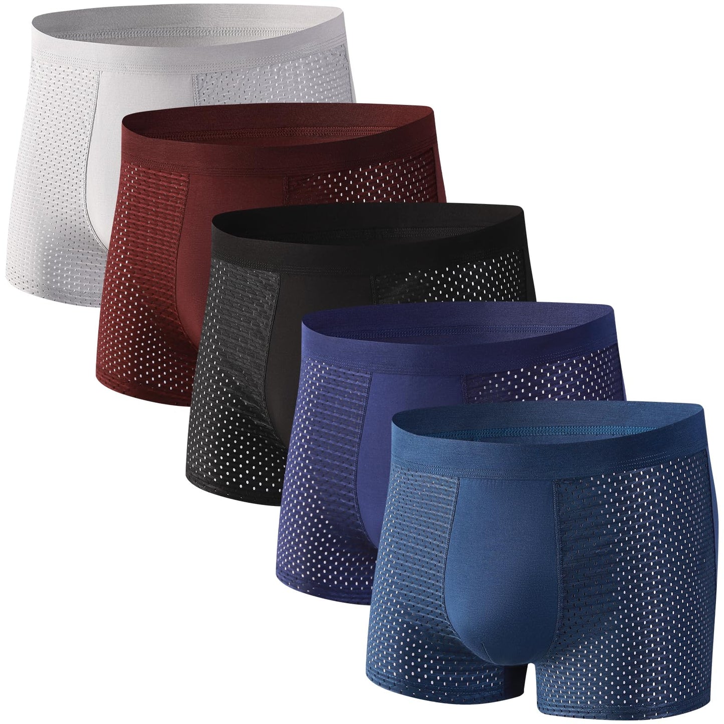 HOPETLA Upgrade Bamboo Boxer Briefs Breathable Mens Underwear Soft Comfortable Moisture- Wicking with Pouch Underwear for Men 5 Pack(Large) - Medaid International