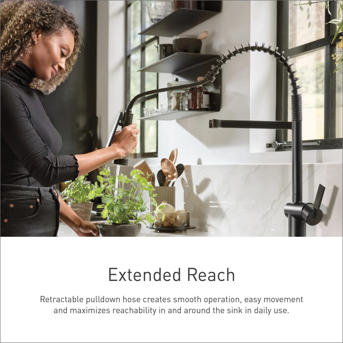 Moen S73104NL Weymouth One-Handle Spring Pulldown Kitchen Faucet with Power Boost, Polished Nickel