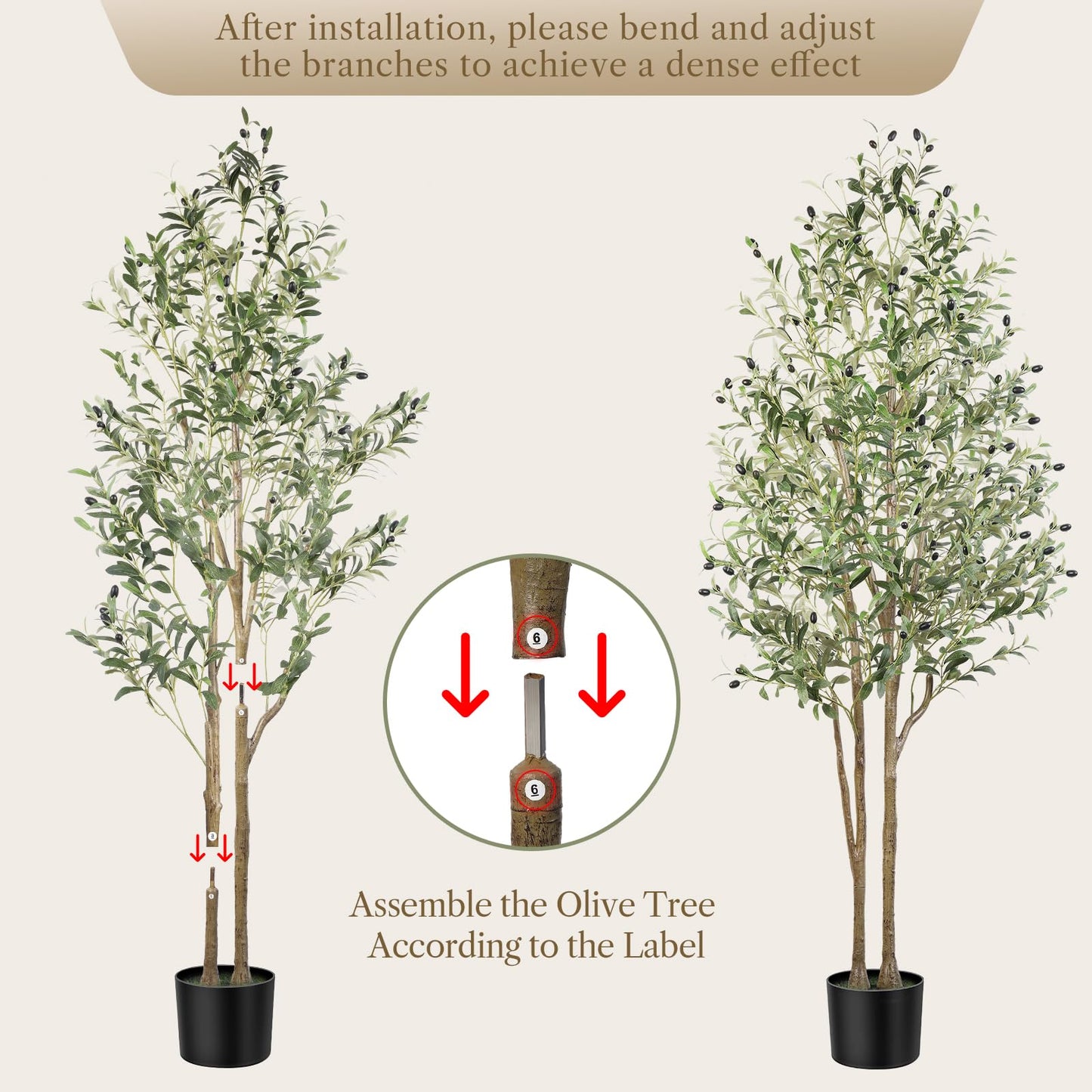 Alupssuc 6.1ft Artificial Olive Tree, Natural Faux Olive Branches and Fruits for Modern Home Office Living Room Floor Decor Indoor - Medaid International