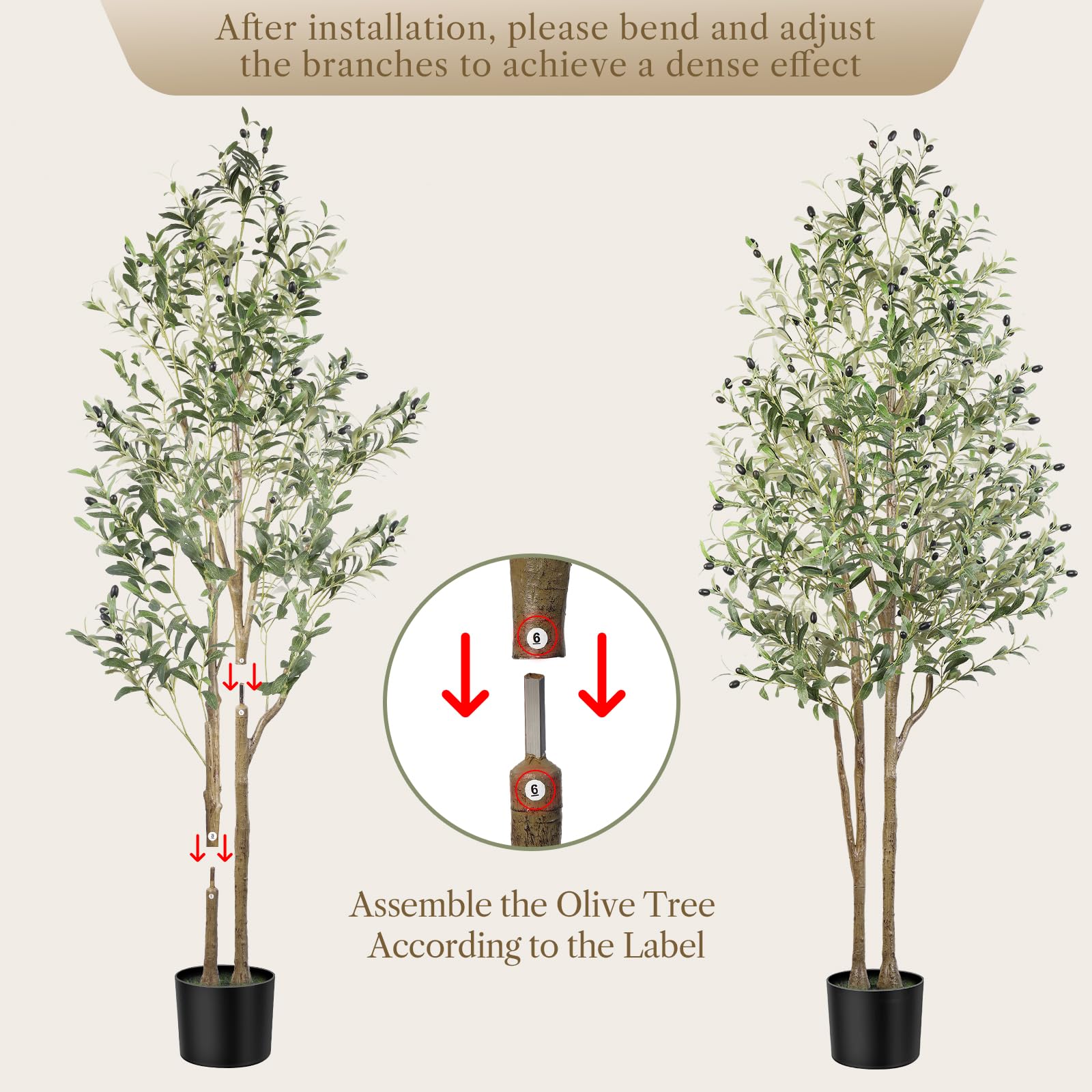 Alupssuc 6.1ft Artificial Olive Tree, Natural Faux Olive Branches and Fruits for Modern Home Office Living Room Floor Decor Indoor - Medaid International
