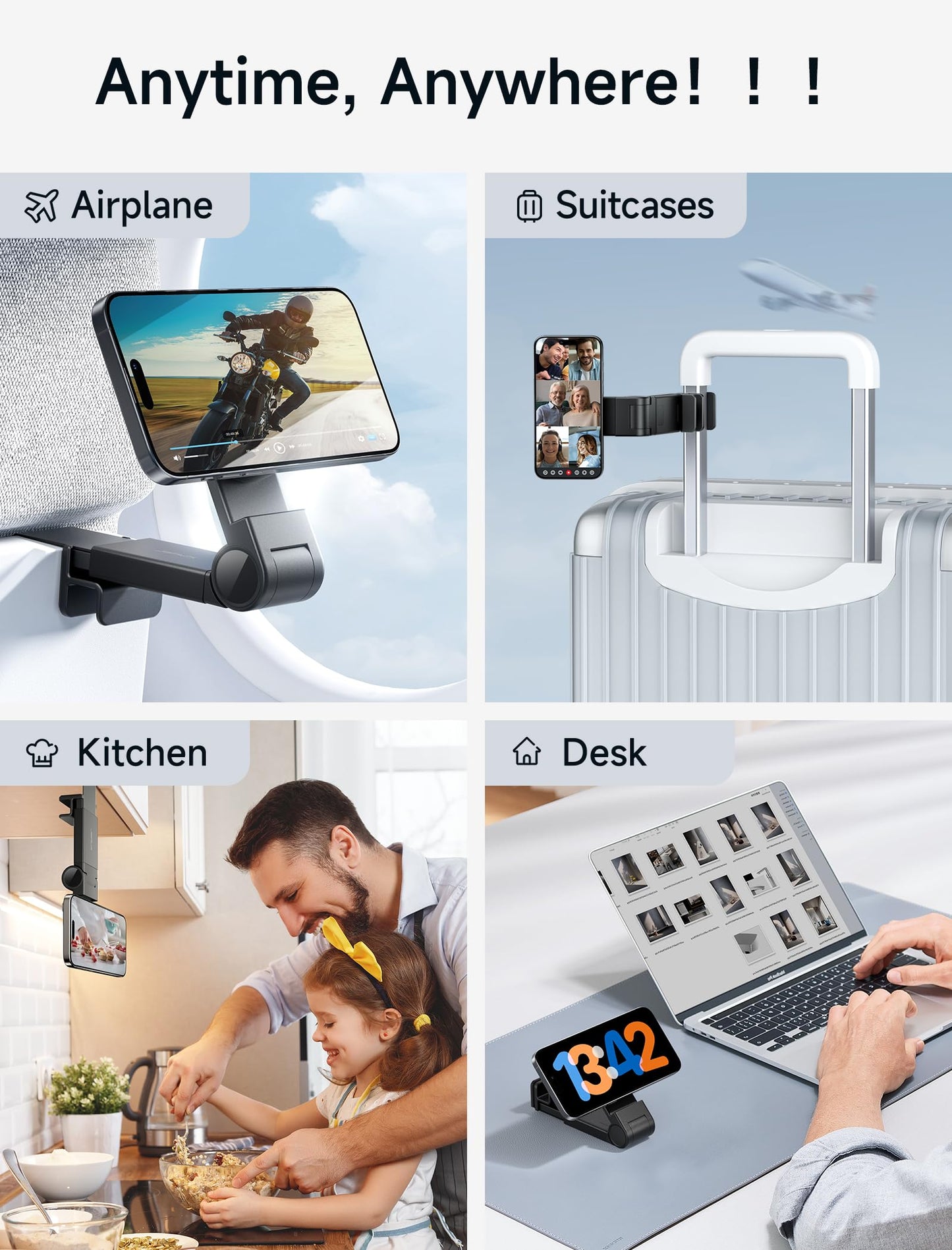 JSAUX Airplane Phone Holder Mount, Travel Essentials for Magsafe Accessories, Magnetic Plane Phone Holder, Travel Accessories Must Haves for Airplane for iPhone 16/15/14/13/12 - Medaid International