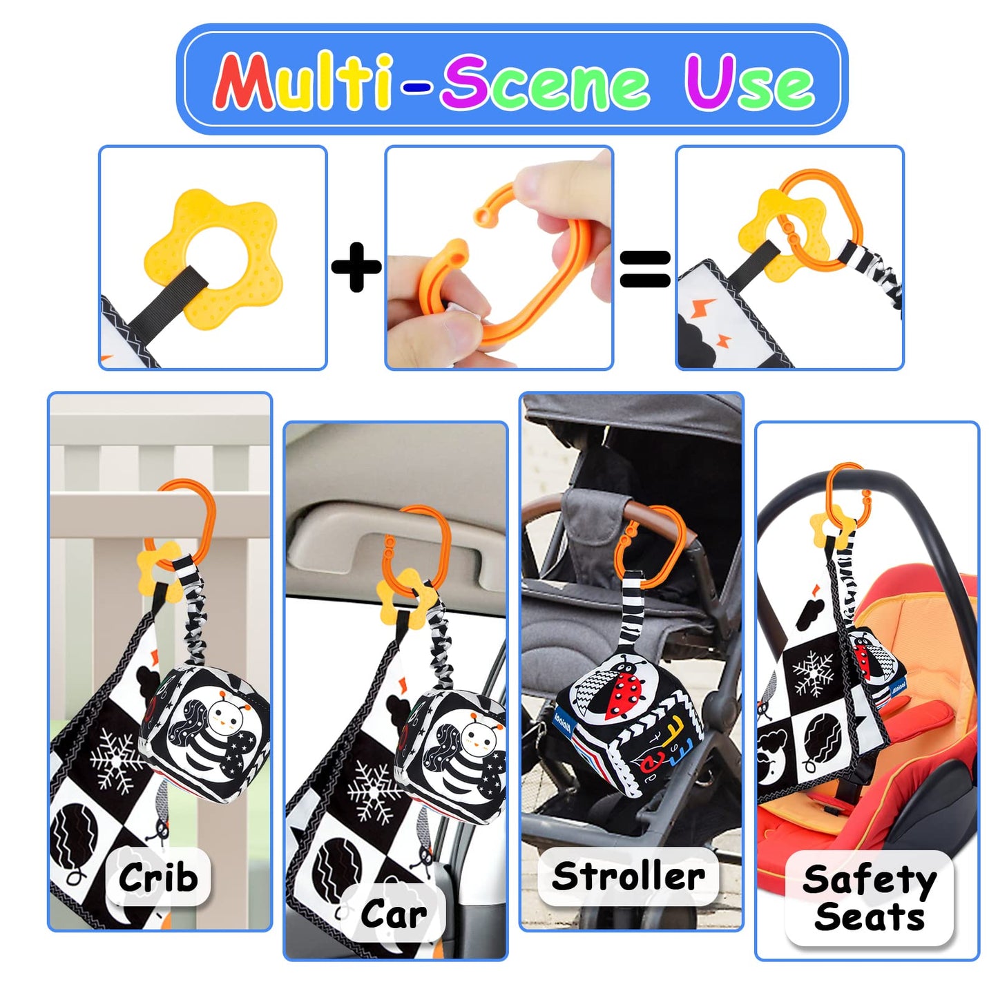 KUANGO 3 PCS Black and White High Contrast Baby Toys Newborn Toys 0-6 Months, Visual Stimulation Sensory Soft Book, Infant Tummy Time Toys 0-3-6 Months Baby Gifts - Medaid International