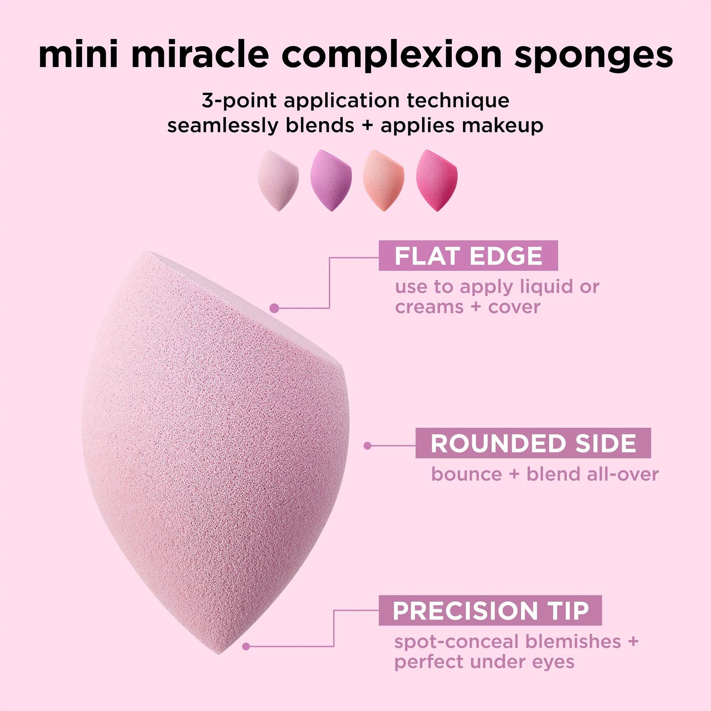 Real Techniques Mini Miracle Complexion Sponge 4 Pack, Small Makeup Blending Sponges, For Foundation & Concealer, Mini Size for Under Eyes & Touch-Ups, Travel Friendly, Natural Makeup, Latex-Free - Medaid International