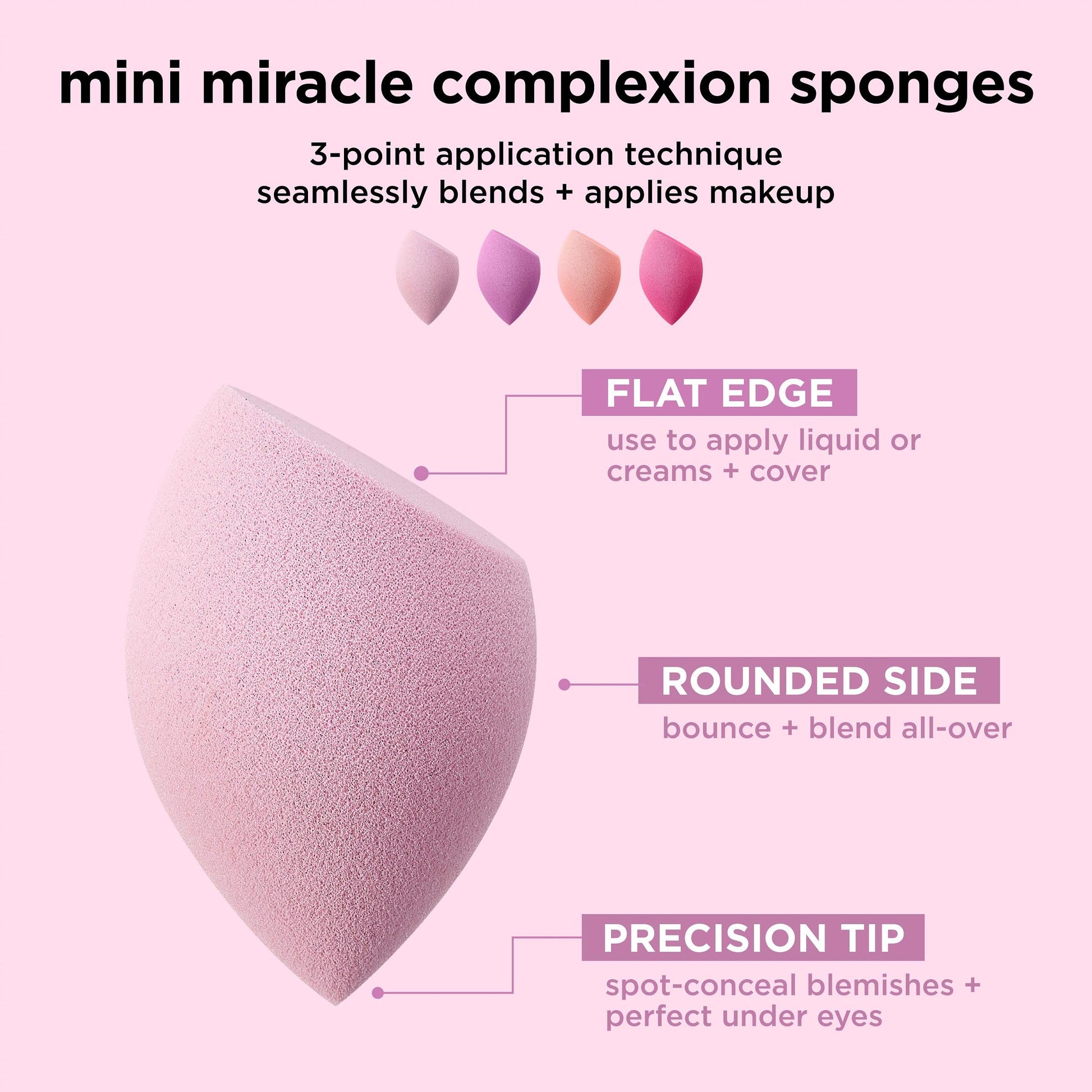 Real Techniques Mini Miracle Complexion Sponge 4 Pack, Small Makeup Blending Sponges, For Foundation & Concealer, Mini Size for Under Eyes & Touch-Ups, Travel Friendly, Natural Makeup, Latex-Free - Medaid International