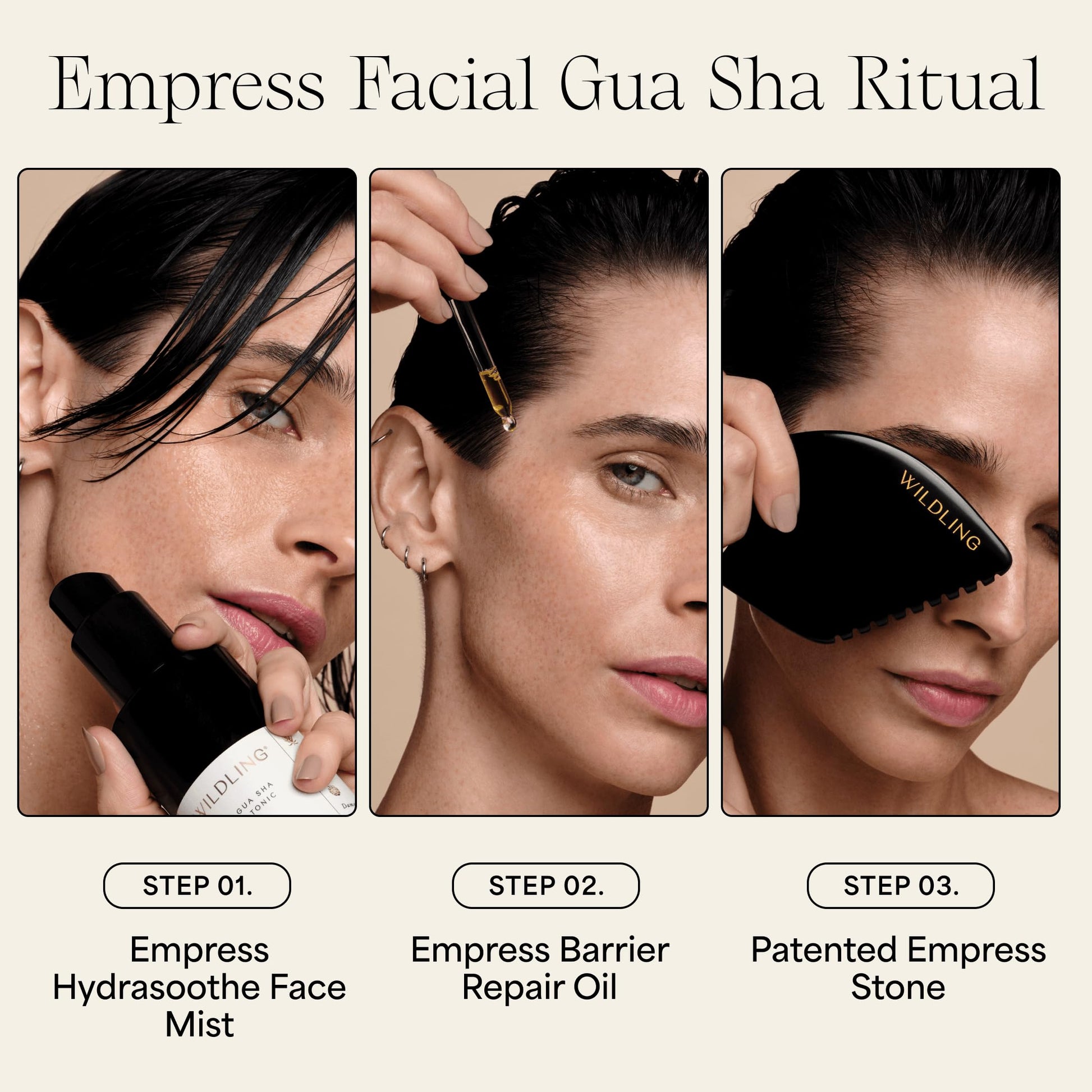 WILDLING Empress Stone Gua Sha Facial Stone I Facial Massage Stone to Lift, Plump, Tone + Sculpt I Patented Design Crafted with 100% Authentic Bian Stone - Medaid International