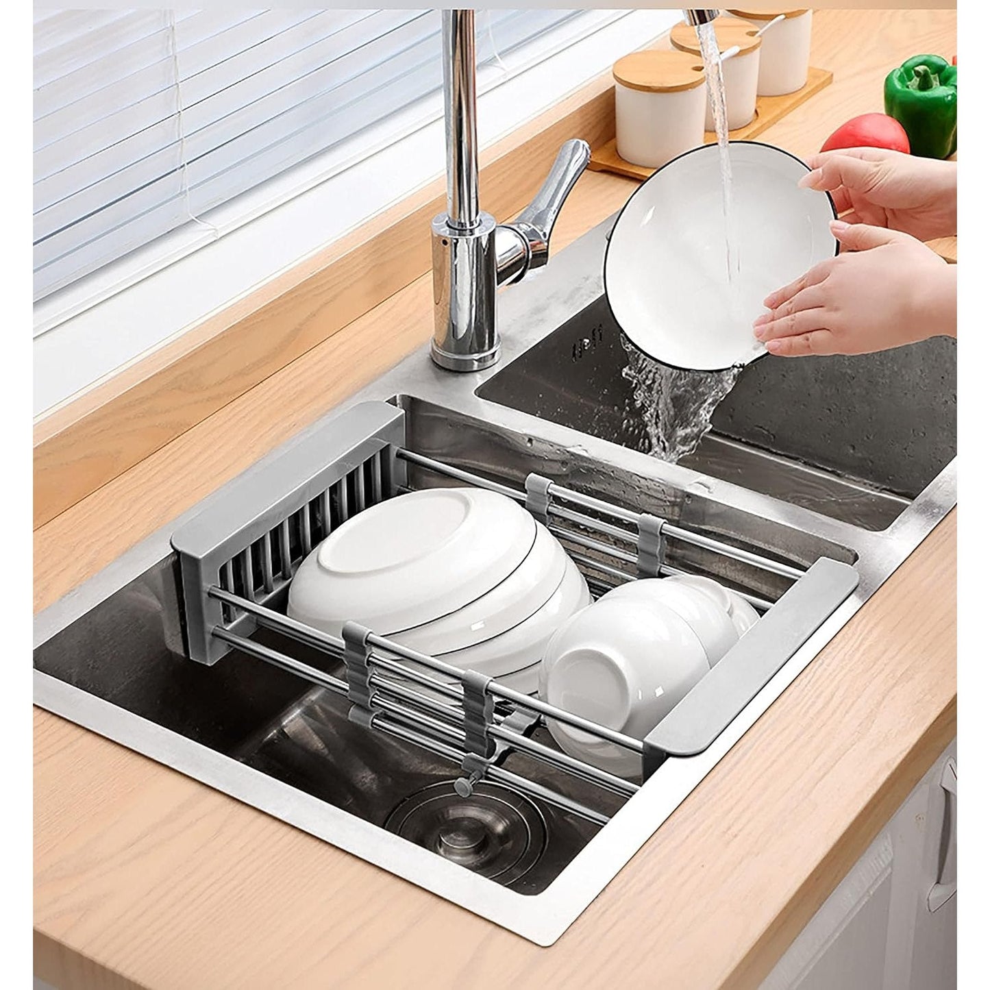 Expandable Stainless Steel Dish Drainer Rack