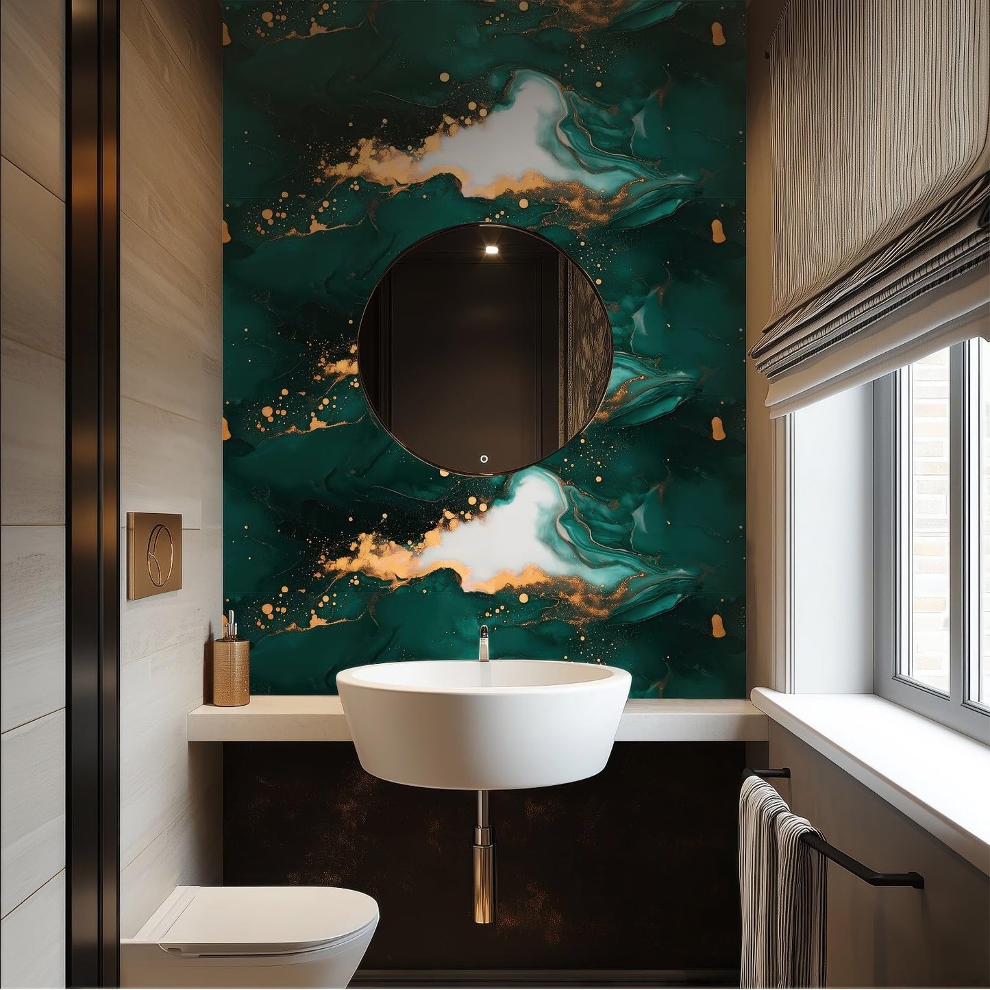 HOMETITUTE Green Gold Marble Wallpaper Gem Green Marble Contact Paper Vinyl Self-Adhesive Removable Counter Peel and Stick Wall Paper for Refurbishment Wall Countertop Cabinets Furniture 15.7"x39.4" - Medaid International