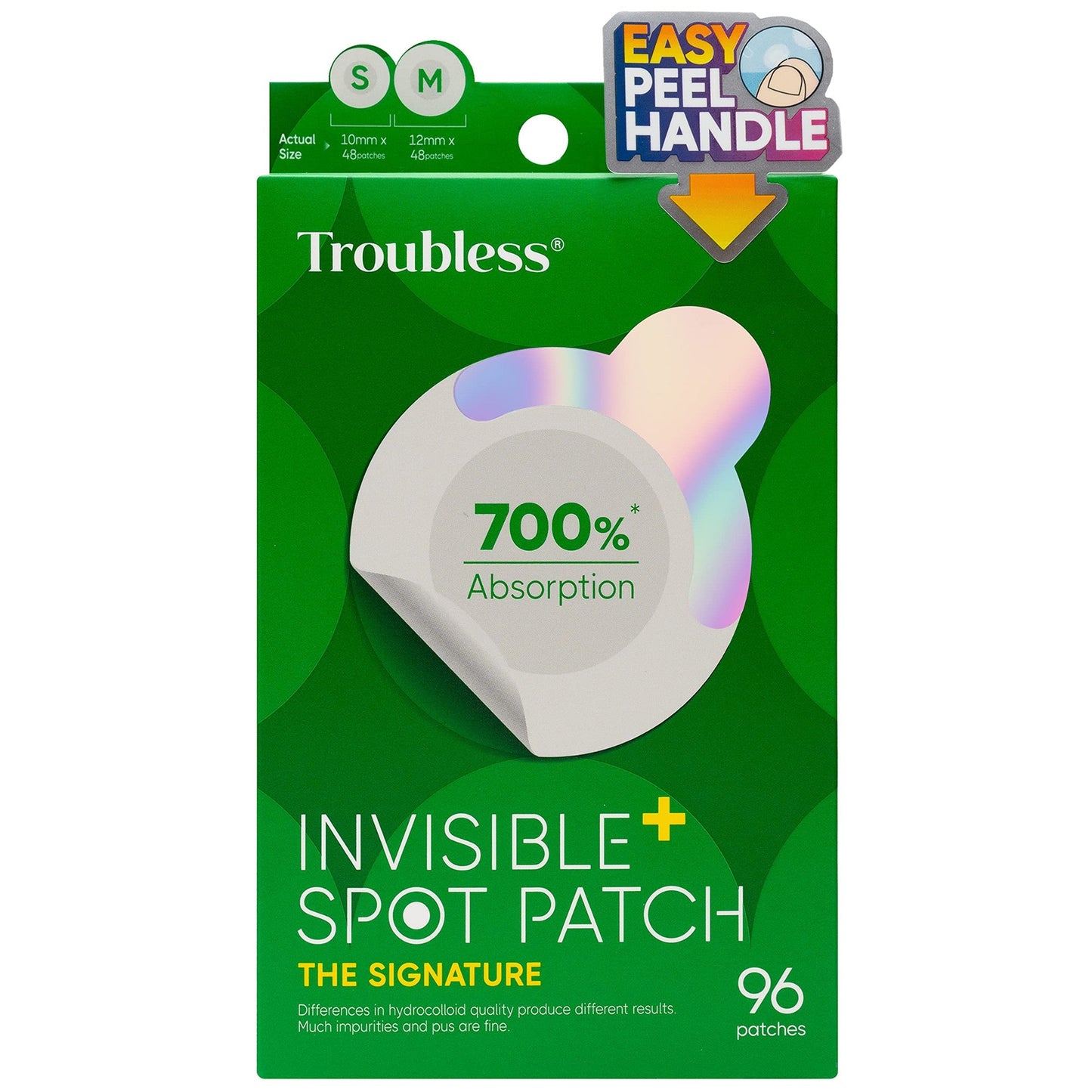 Troubless Invisible Pimple Spot Patch - 96 Ultra Thin Acne Patches - Easy Peel - 2 Sizes - Medaid International