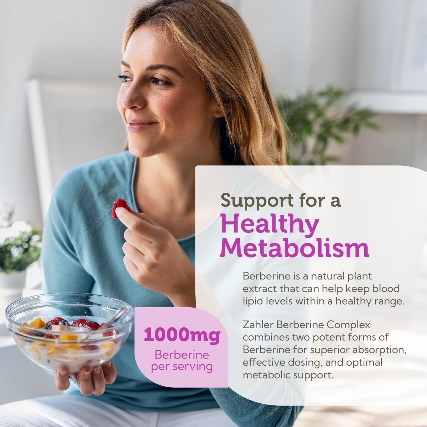 Zahler Berberine Supplement 1000mg with Clinically Evaluated Berbevis Complex and Berberine HCl - Barberry Supplements for Metabolism Support and Berberine Glucose Support for Adults (120 Capsules) - Medaid International