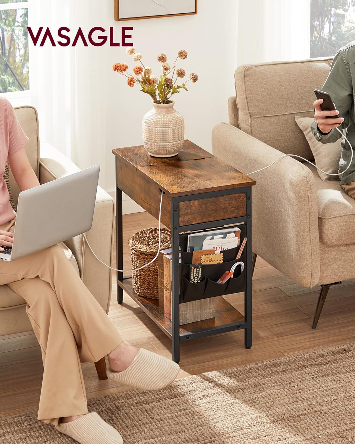 VASAGLE Side Table, Folding Table